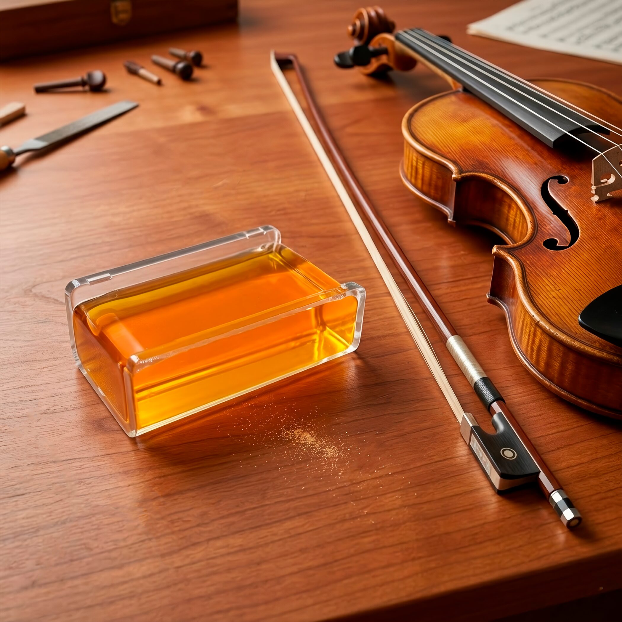 Brea Colofonia P/ Violin Rosin Resina marca Estilo Music con caja de madera premium resina natural para arco de violín viola y cello Brea Colofonia P/ Violin Rosin Resina natural con estuche de madera para arco de instrumentos de cuerda marca Estilo Music