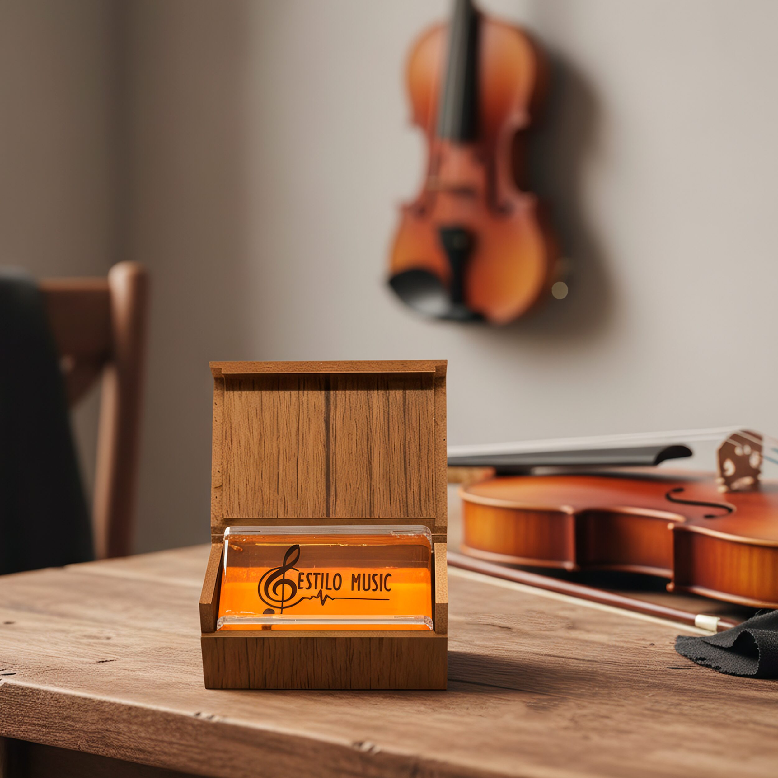Brea Colofonia P/ Violin Rosin Resina marca Estilo Music con caja de madera premium resina natural para arco de violín viola y cello Brea Colofonia P/ Violin Rosin Resina natural con estuche de madera para arco de instrumentos de cuerda marca Estilo Music