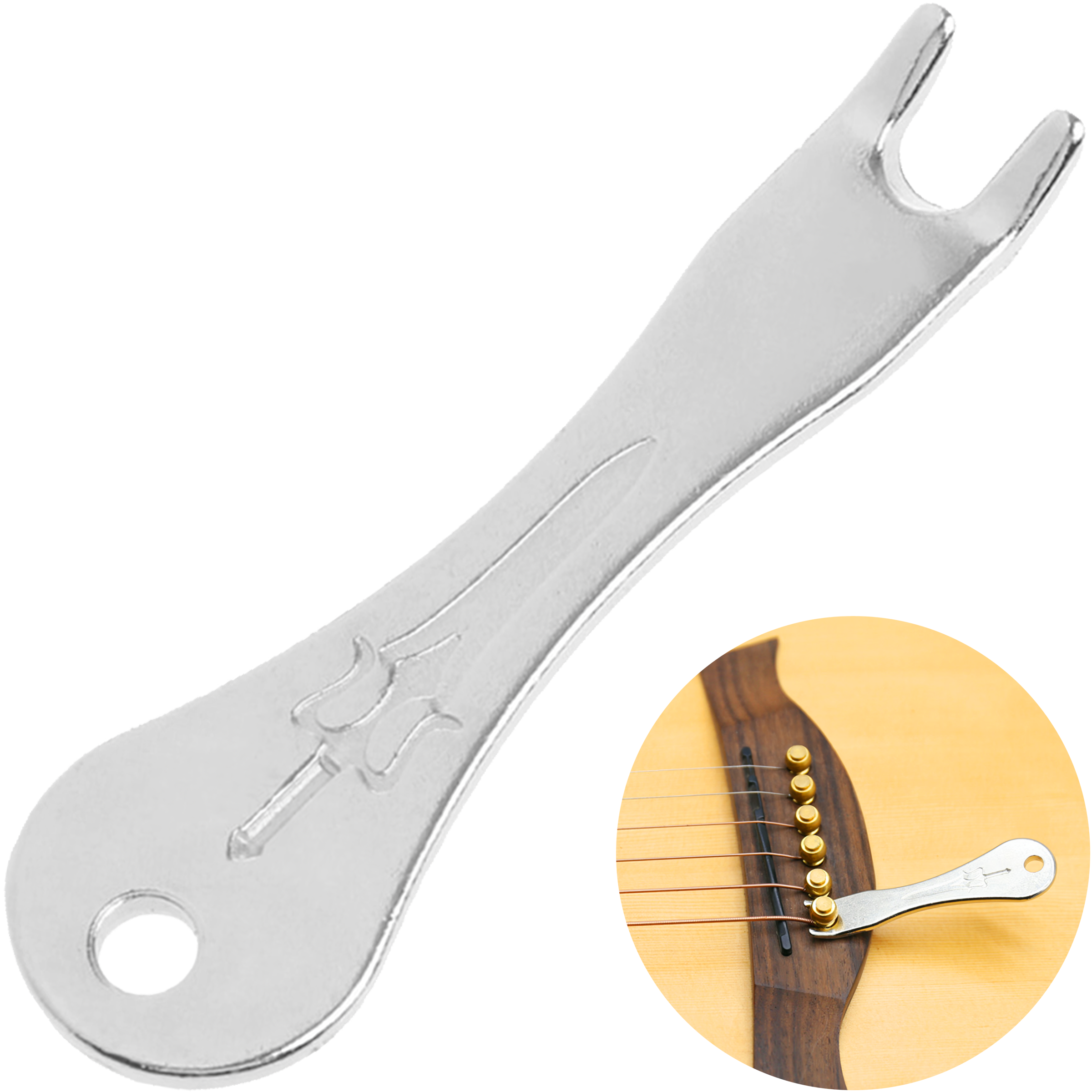 Quita Pines De Guitarra Puente de acero inoxidable para extraer clavijas de guitarra acústica sin dañar el instrumento