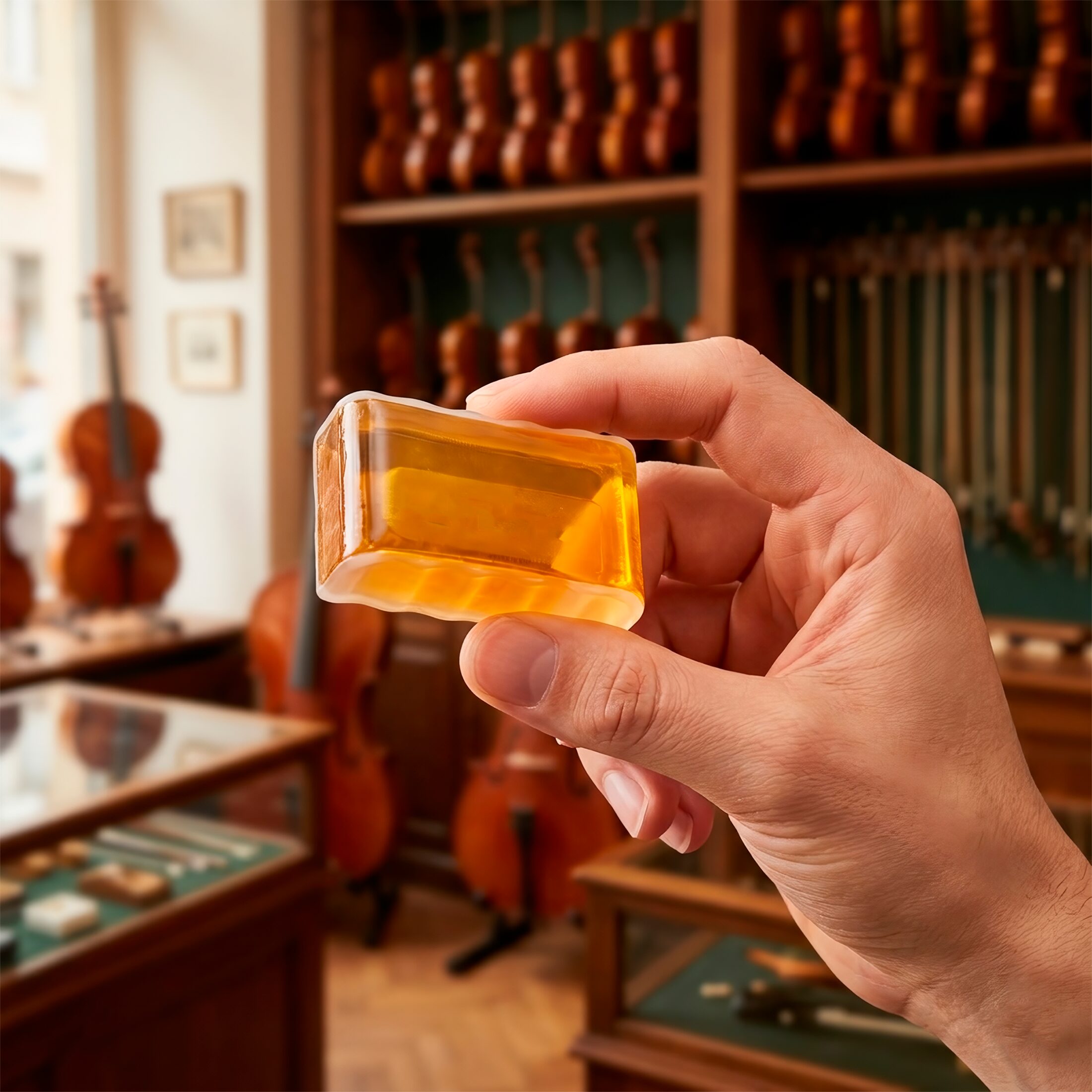 Brea Violin VR200 Daddario resina natural oscura con canal plástico para agarre fácil, ideal para crin o pelo sintético, fabricada en USA