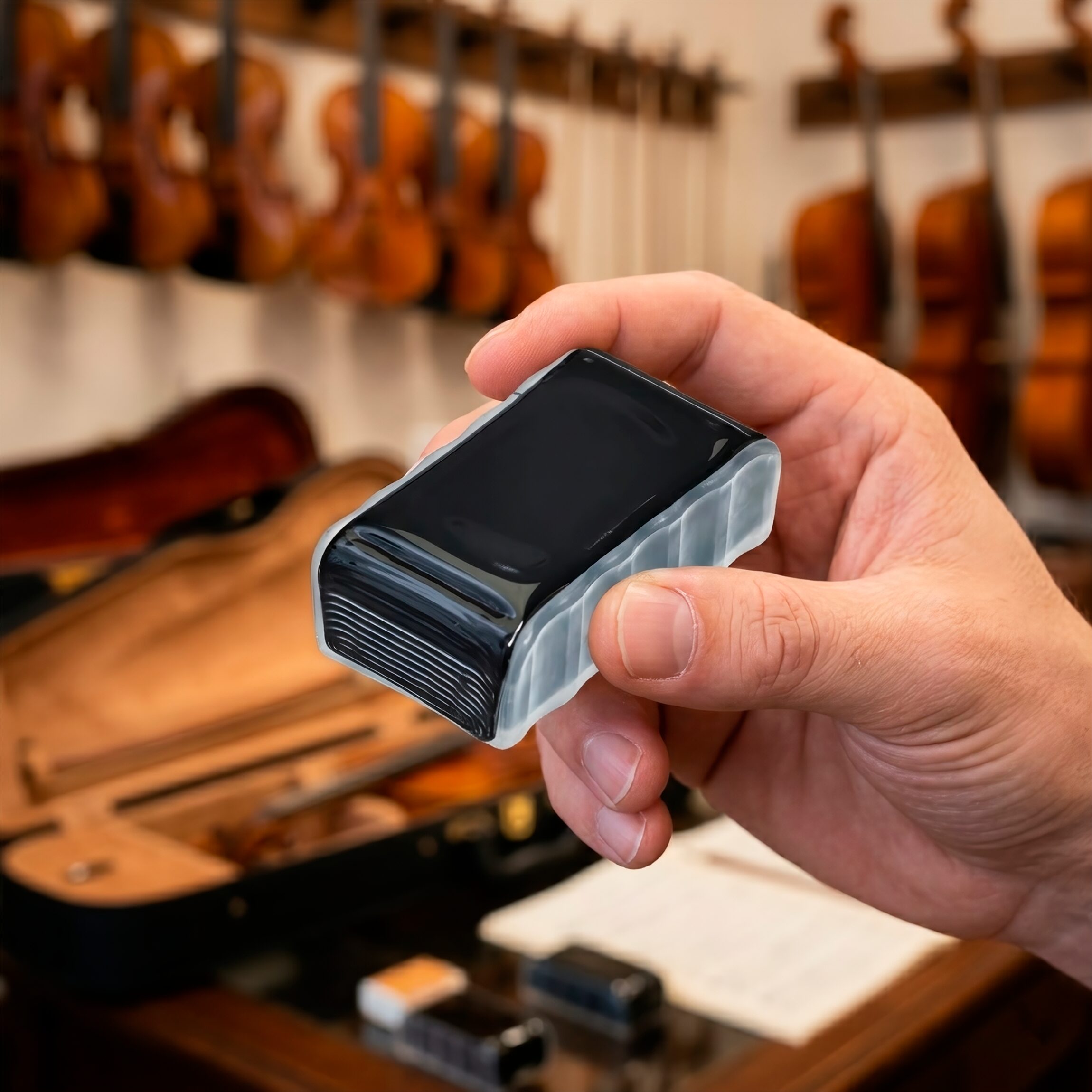 Brea Violin VR300 Daddario resina natural oscura con canal plástico para agarre fácil, ideal para crin o pelo sintético, fabricada en USA