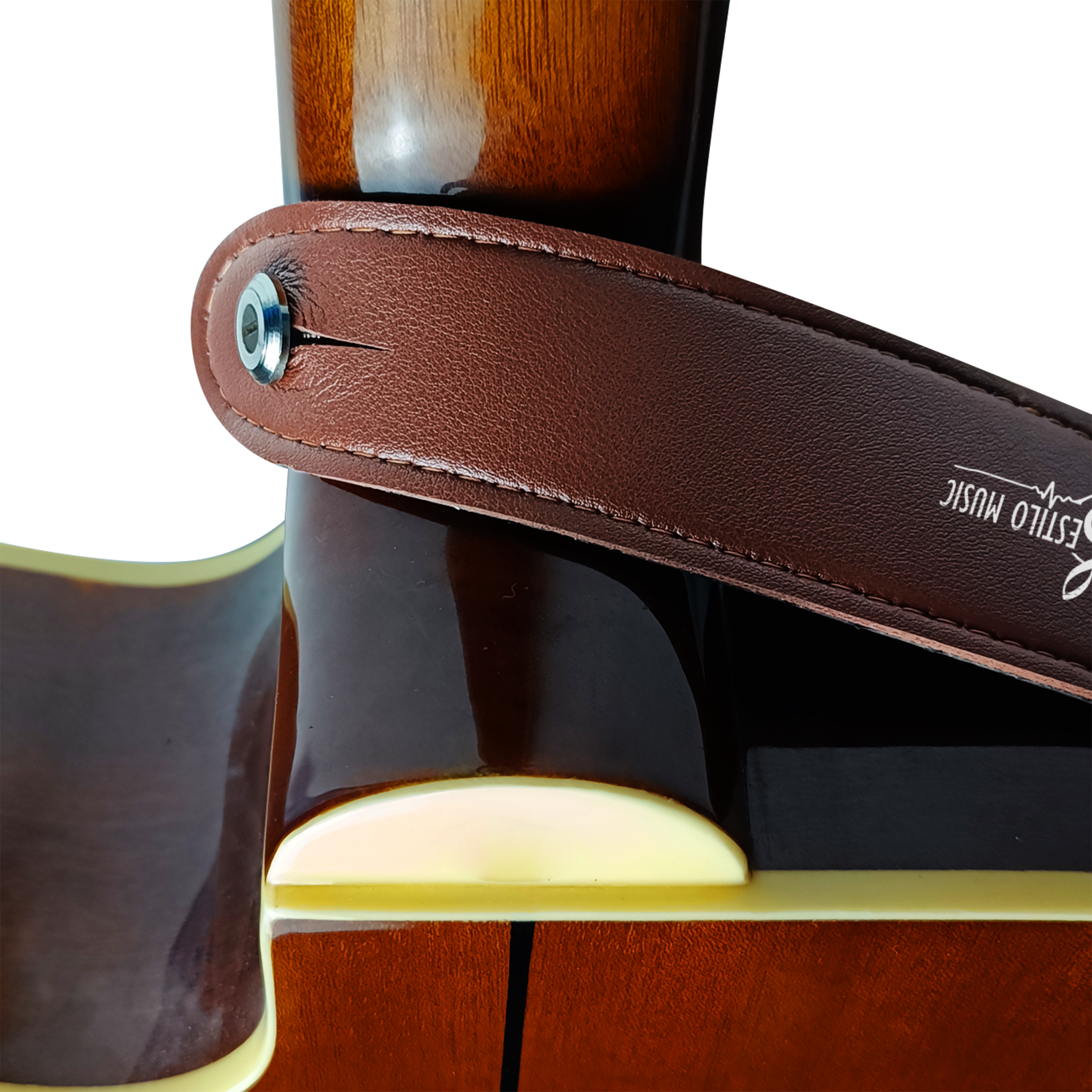 Correa De Cuero Guitarra Doble Cara color café y negro ajustable para guitarra acústica, eléctrica, bajo y ukulele con diseño de lujo