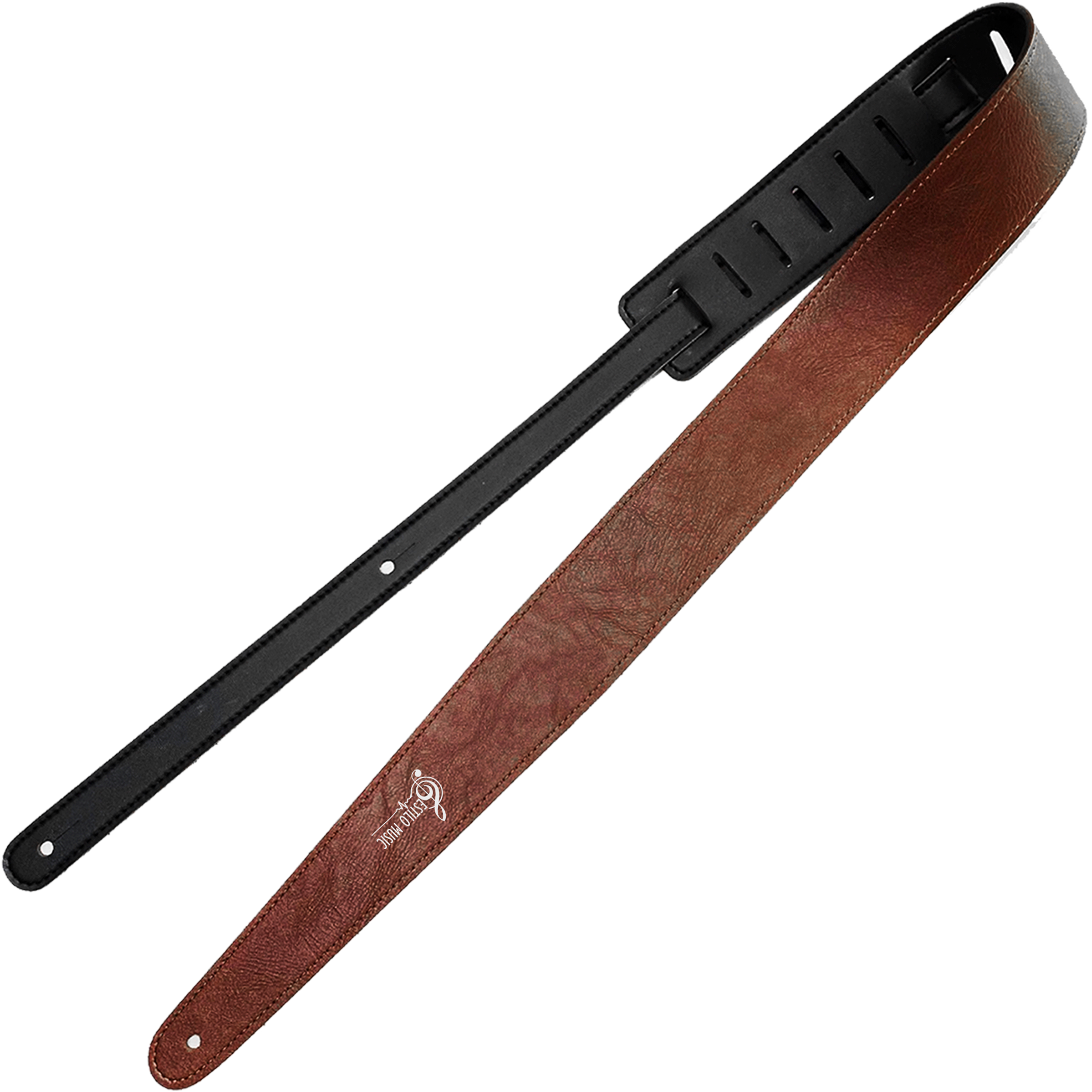 Correa De Cuero Guitarra Doble Cara color café y negro ajustable para guitarra acústica, eléctrica, bajo y ukulele con diseño de lujo
