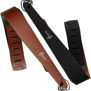 Correa De Cuero Guitarra Doble Cara color café y negro ajustable para guitarra acústica, eléctrica, bajo y ukulele con diseño de lujo