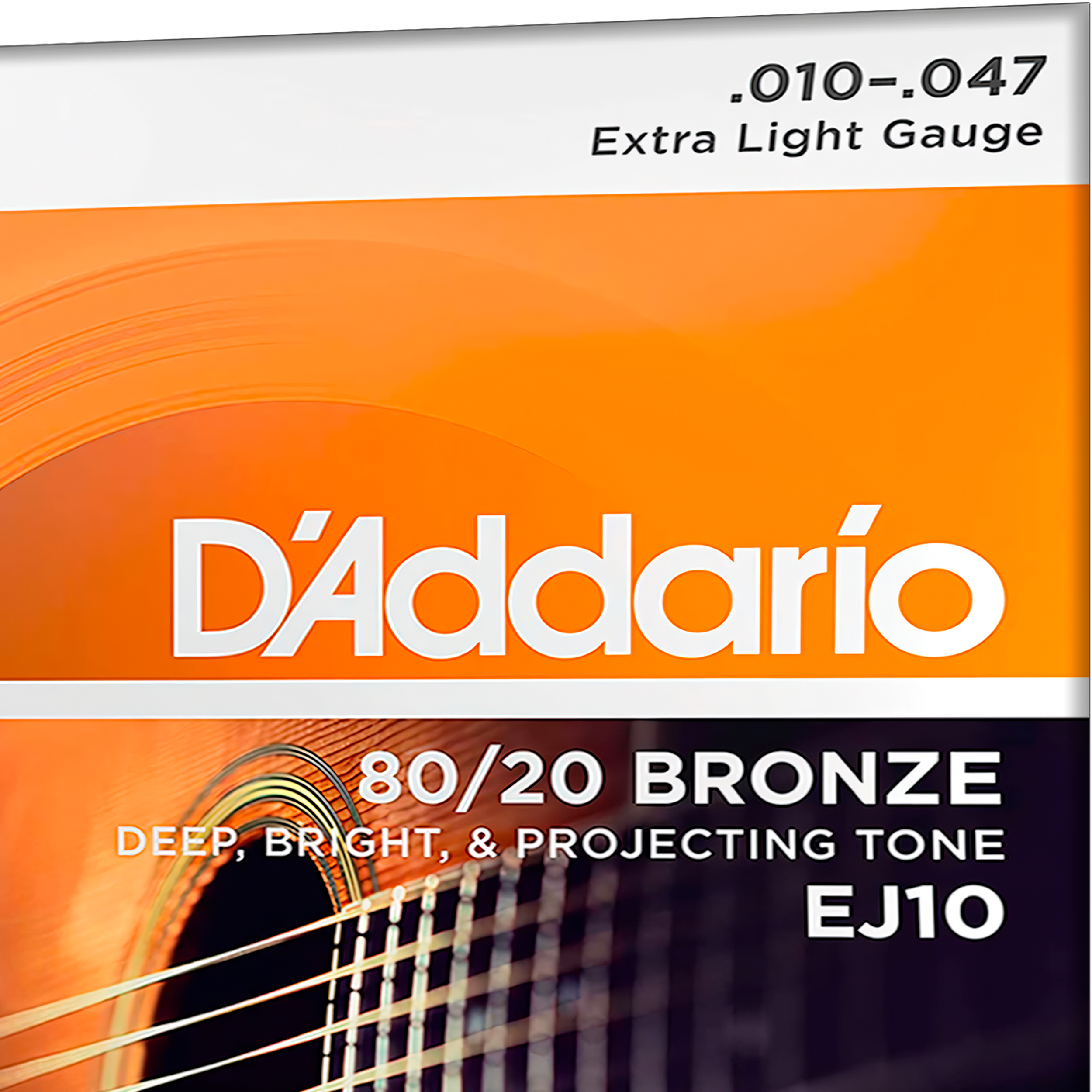 Cuerdas Daddario EJ10 para Guitarra acústica con calibre extra ligero y entorchado en bronce, tono brillante. Juego de Cuerdas Daddario EJ10 para Guitarra con empaque anticorrosión y sello de garantía original.