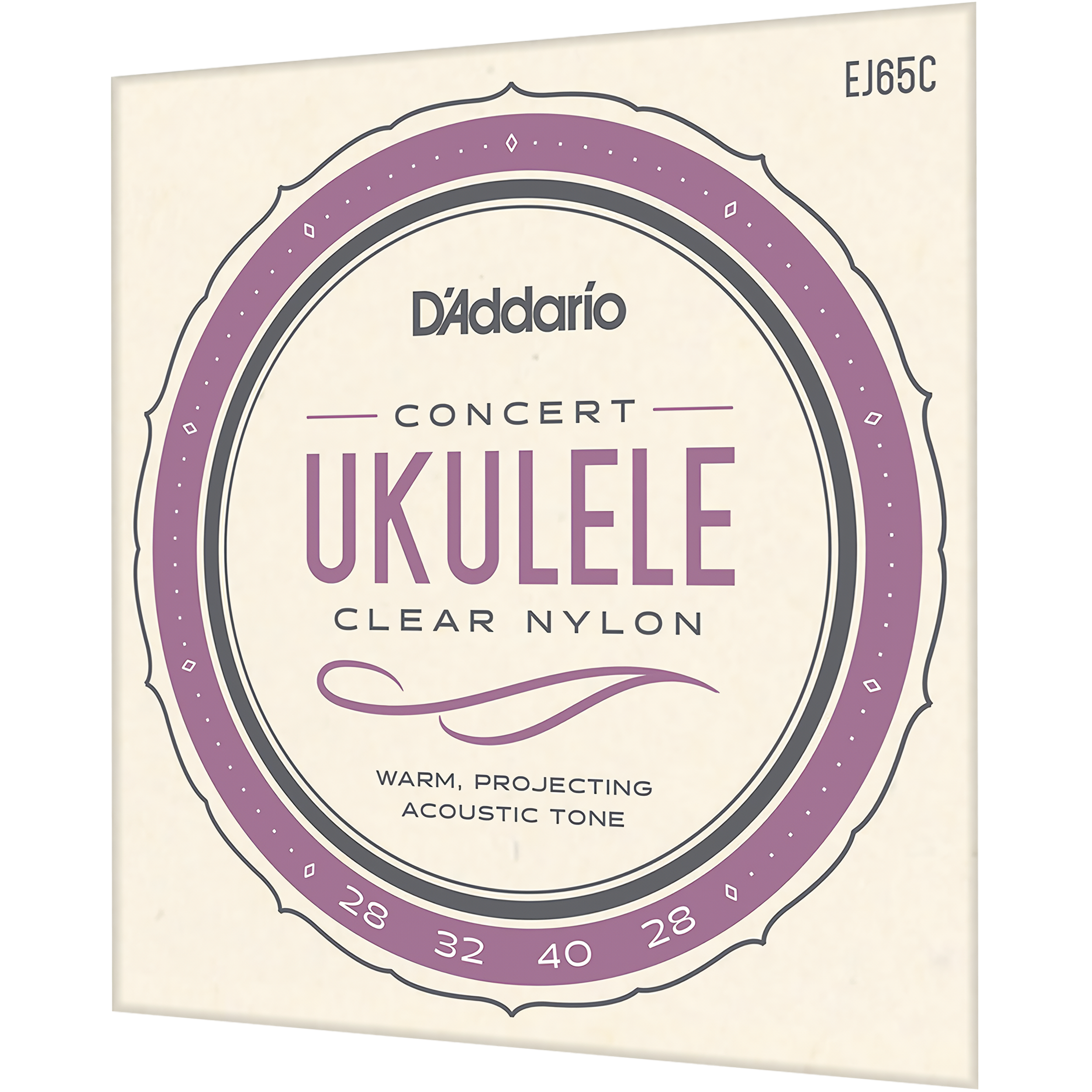 Cuerdas para Ukulele Daddario EJ65C Concert Clear Nylon con afinación estándar GCEA y sonido brillante de alta calidad.