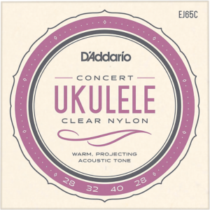Cuerdas para Ukulele Daddario EJ65C Concert Clear Nylon con afinación estándar GCEA y sonido brillante de alta calidad.