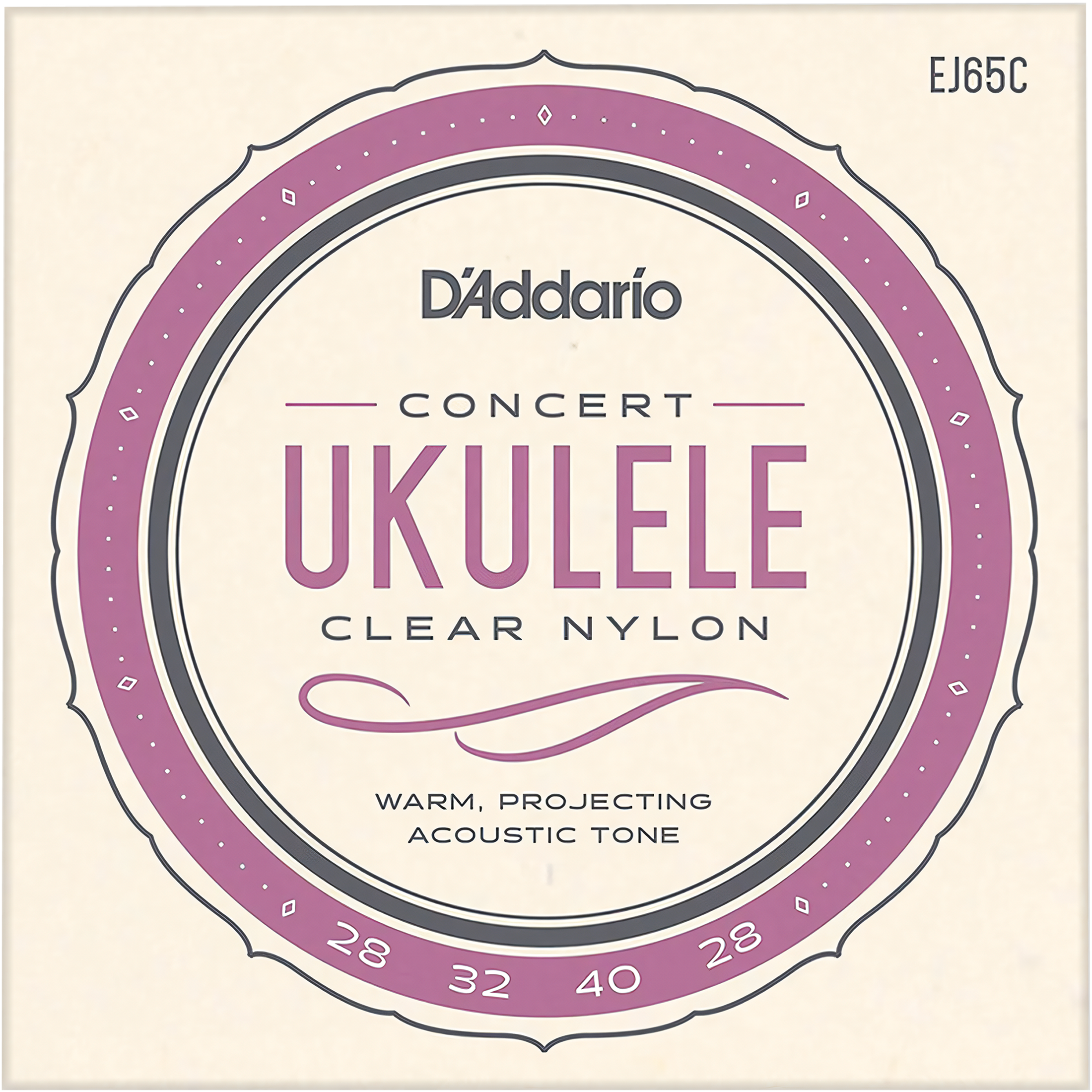 Cuerdas para Ukulele Daddario EJ65C Concert Clear Nylon con afinación estándar GCEA y sonido brillante de alta calidad.