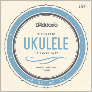 Cuerdas para Ukulele Daddario EJ87T de titanio para ukulele tenor con afinación estándar GCEA y sonido brillante de alta proyección.