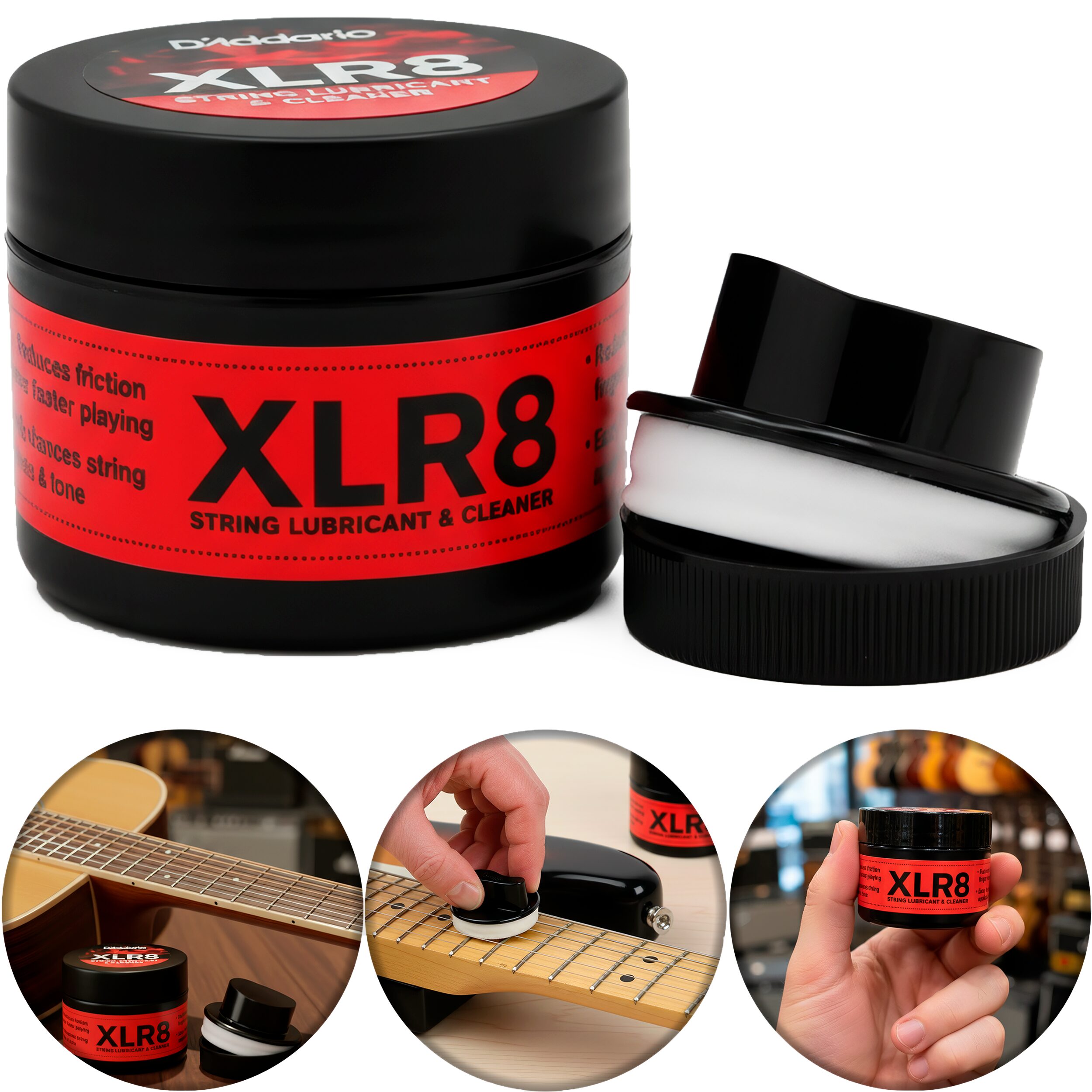 Limpiador De Cuerdas Daddario Pw-xlr8-01 con aplicador lubricante para guitarra y bajo, modelo PW-XLR8-01.