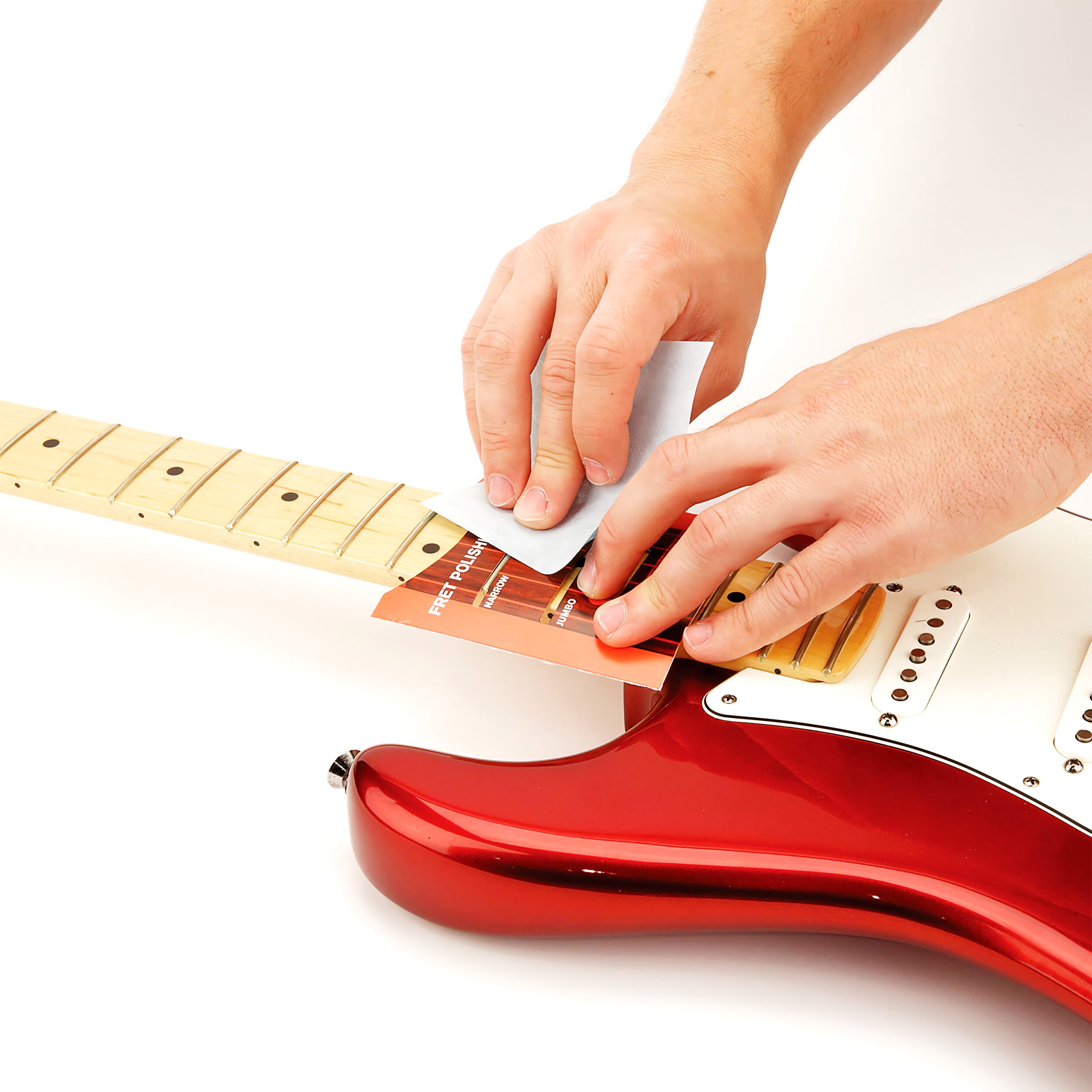 Limpiador de Trastes Guitarra Daddario PW-FRP con sistema de pulido profesional y 5 paños especiales para restaurar trastes.