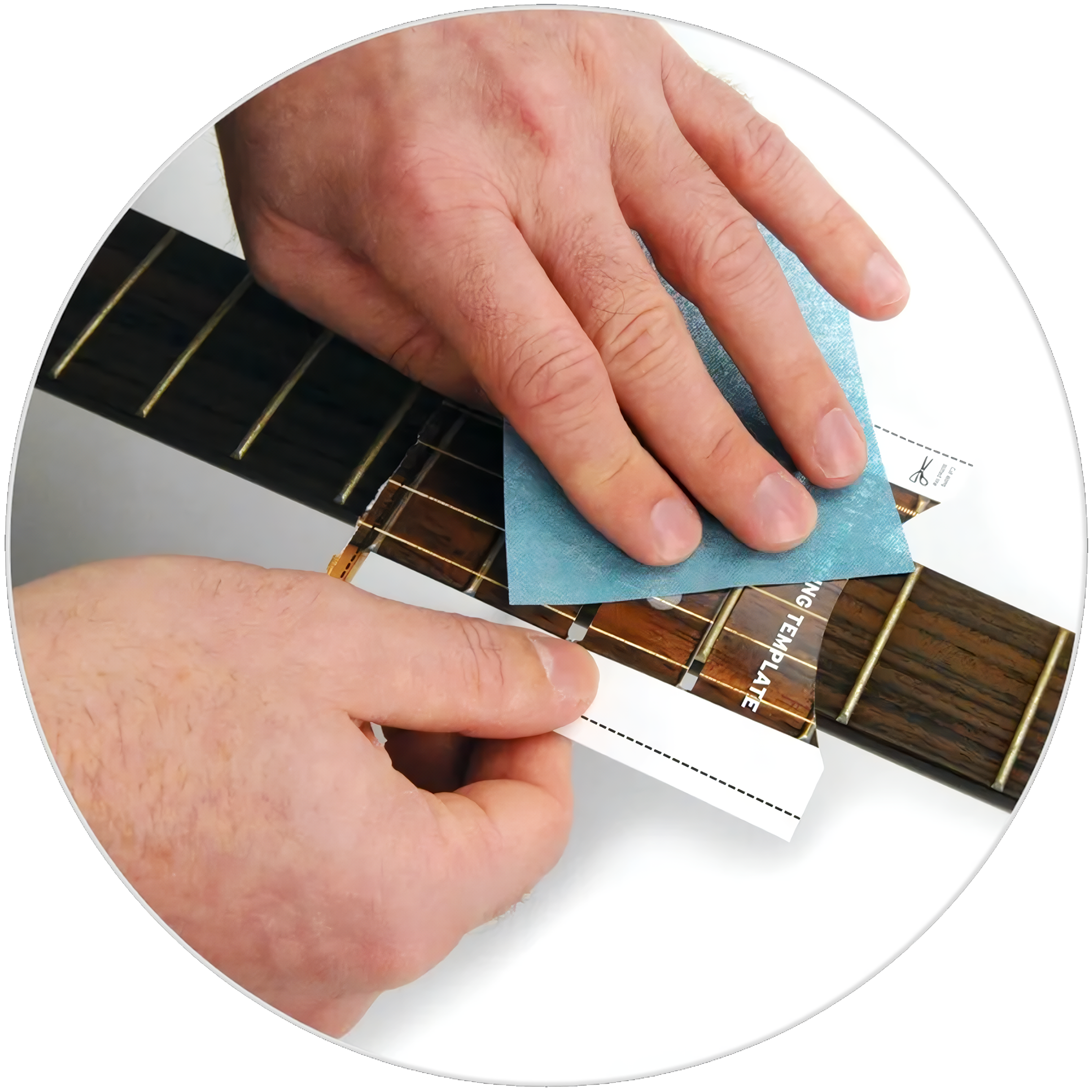 Limpiador de Trastes Guitarra Daddario PW-FRP con sistema de pulido profesional y 5 paños especiales para restaurar trastes.