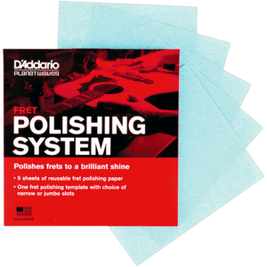 Limpiador de Trastes Guitarra Daddario PW-FRP con sistema de pulido profesional y 5 paños especiales para restaurar trastes.