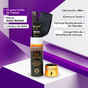 Kit Limpiador de Trastes Guitarra Frine Music Nomad MN124 con fórmula sin petróleo para limpiar y pulir trastes de metal.