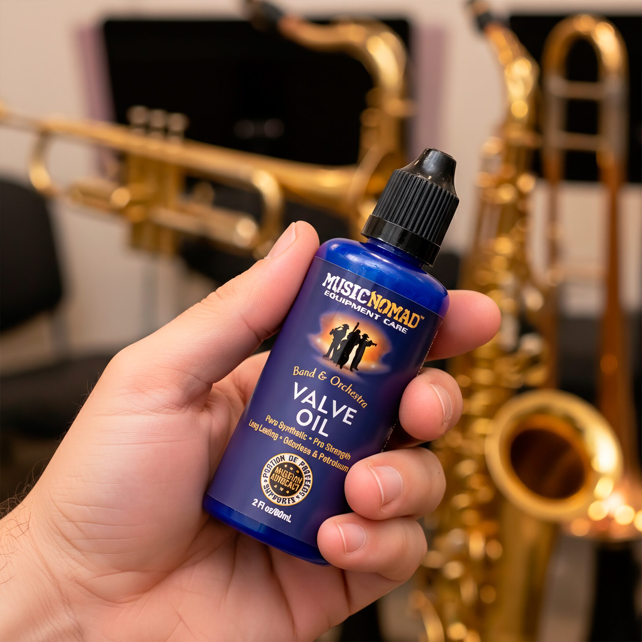 Aceite Lubrica Émbolos Music Nomad MN703 para válvulas de trompeta y metales con fórmula sintética de larga duración de 60 ml