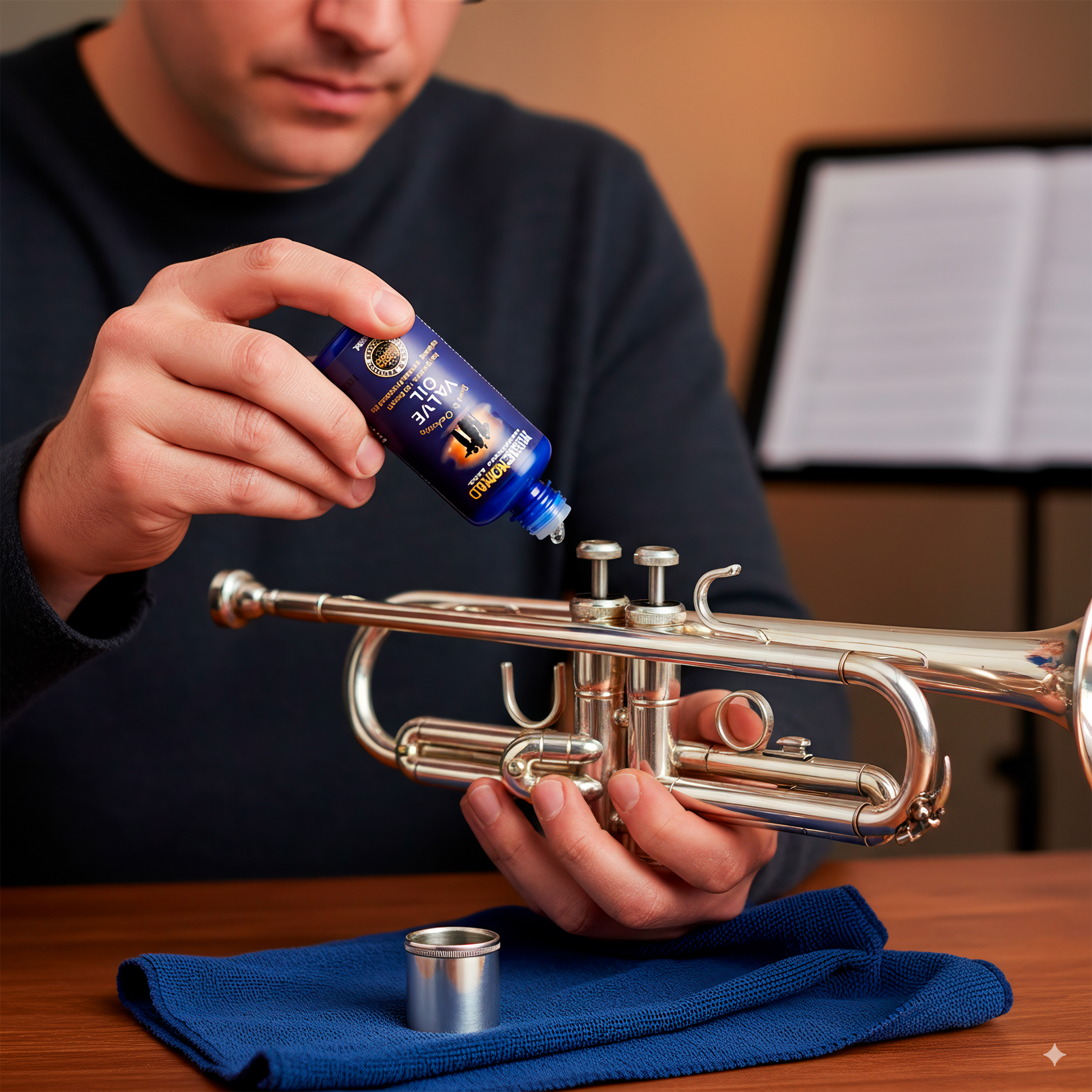 Aceite Lubrica Émbolos Music Nomad MN703 para válvulas de trompeta y metales con fórmula sintética de larga duración de 60 ml