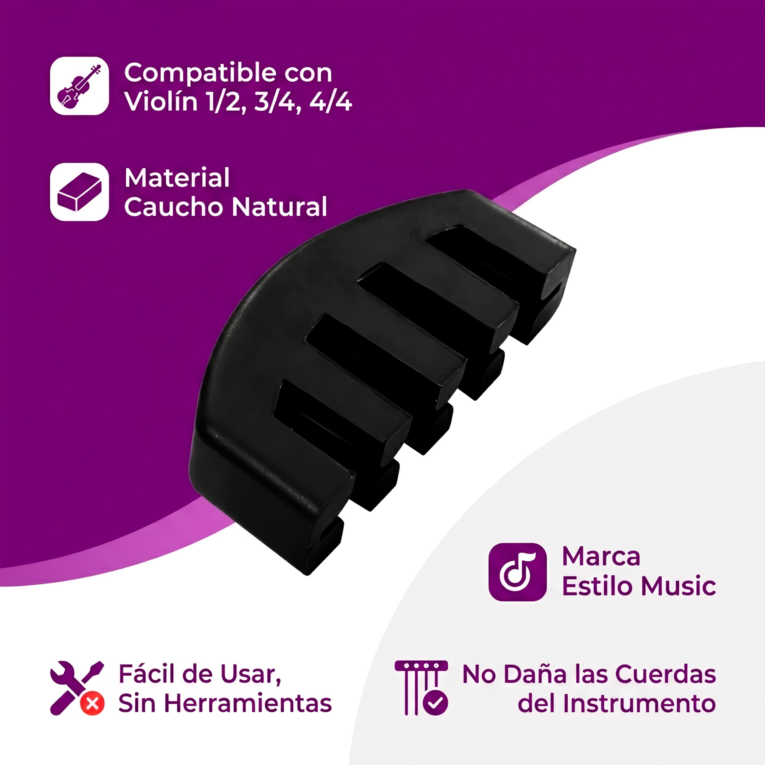 Muteador Violin Fretwrap silenciador para violín 4/4 y 3/4, material suave sin dañar cuerdas