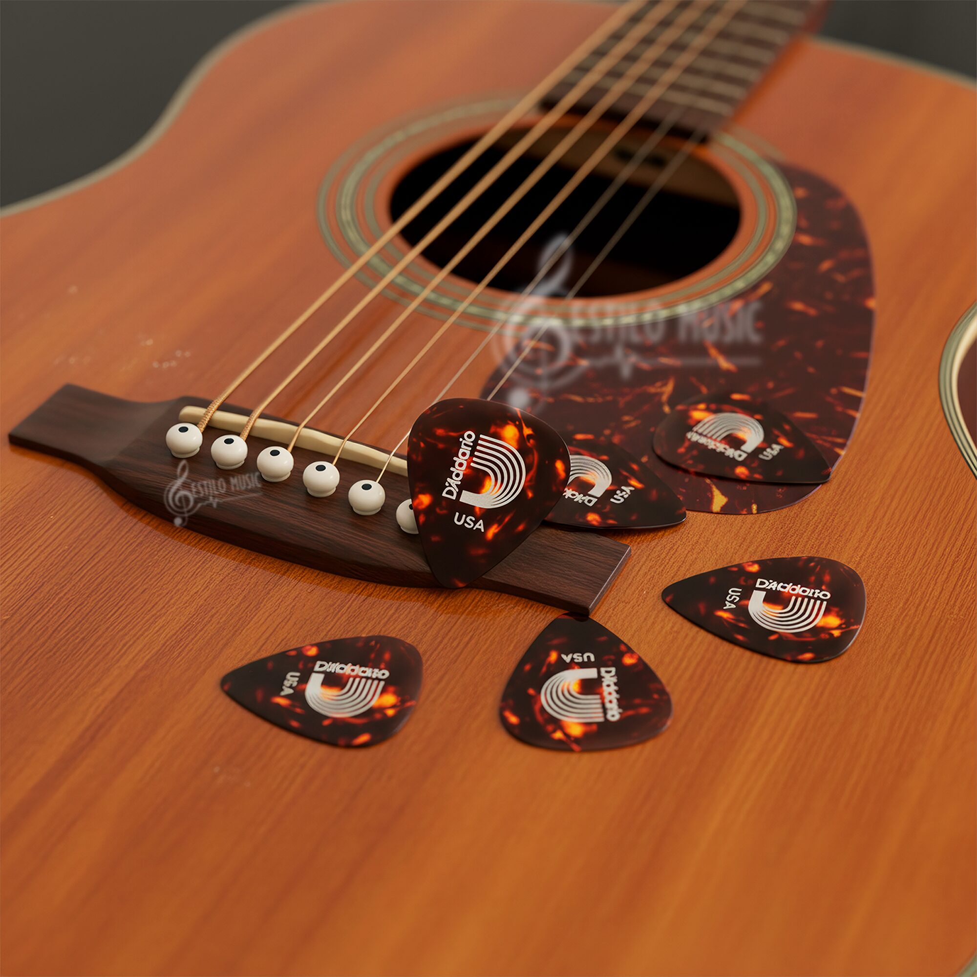 Paq De 10 Plumillas Daddario 0.70 mm de celuloide modelo 1CSH4-10 para guitarra acústica y eléctrica