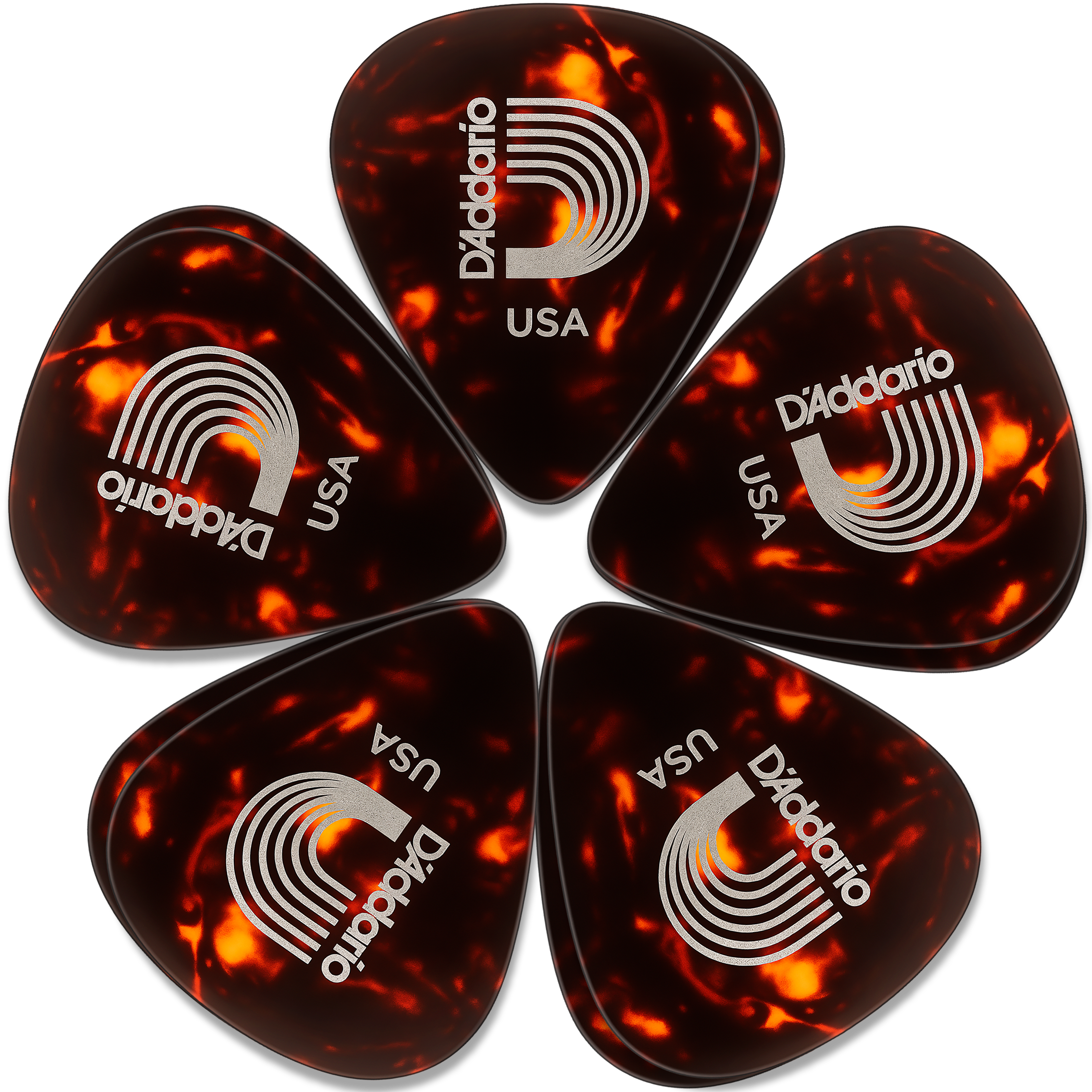Paq De 10 Plumillas Daddario 0.70 mm de celuloide modelo 1CSH4-10 para guitarra acústica y eléctrica