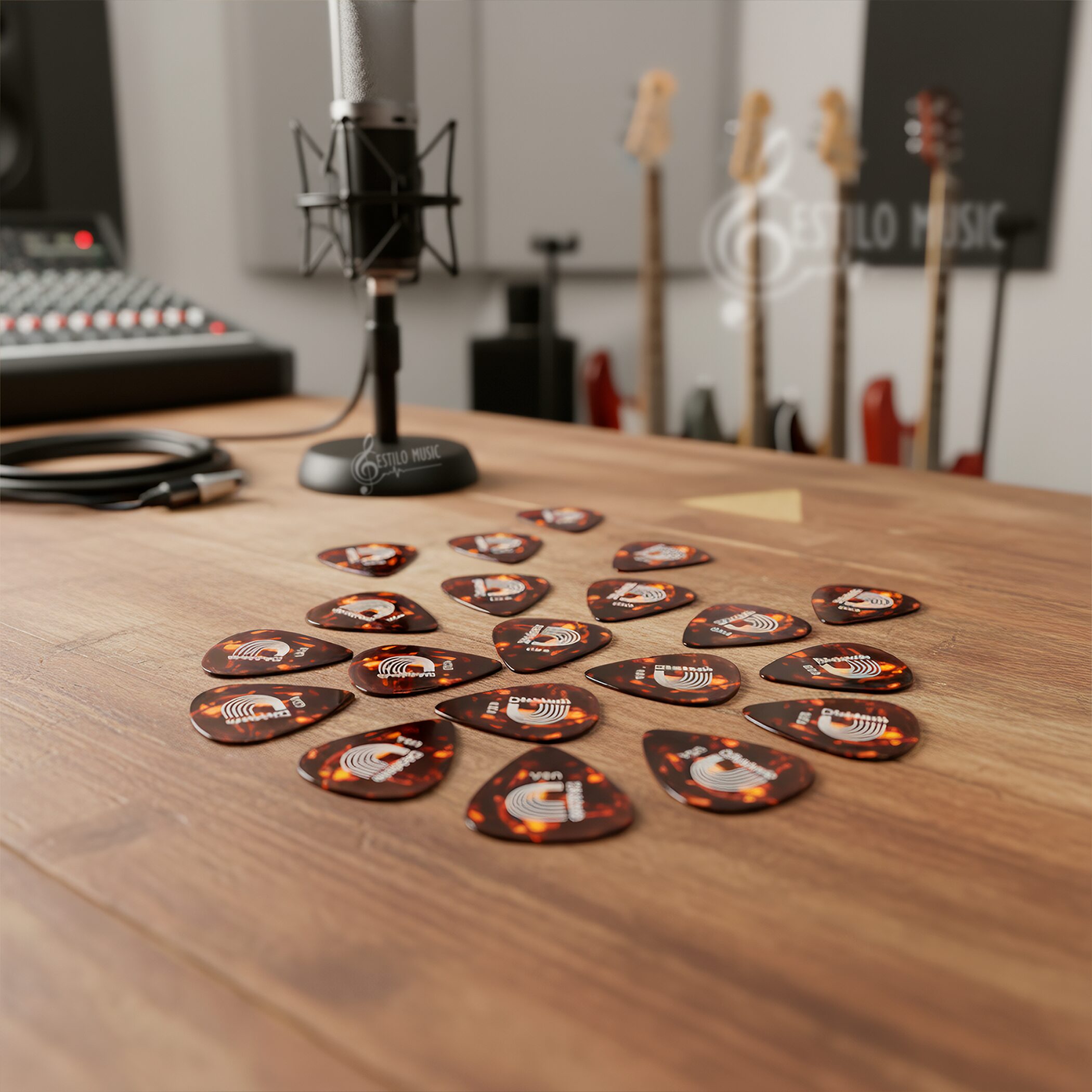 Paq De 10 Plumillas Daddario 0.70 mm de celuloide modelo 1CSH4-10 para guitarra acústica y eléctrica