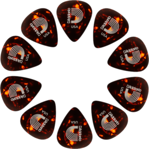 Paq De 10 Plumillas Daddario 0.70 mm de celuloide modelo 1CSH4-10 para guitarra acústica y eléctrica