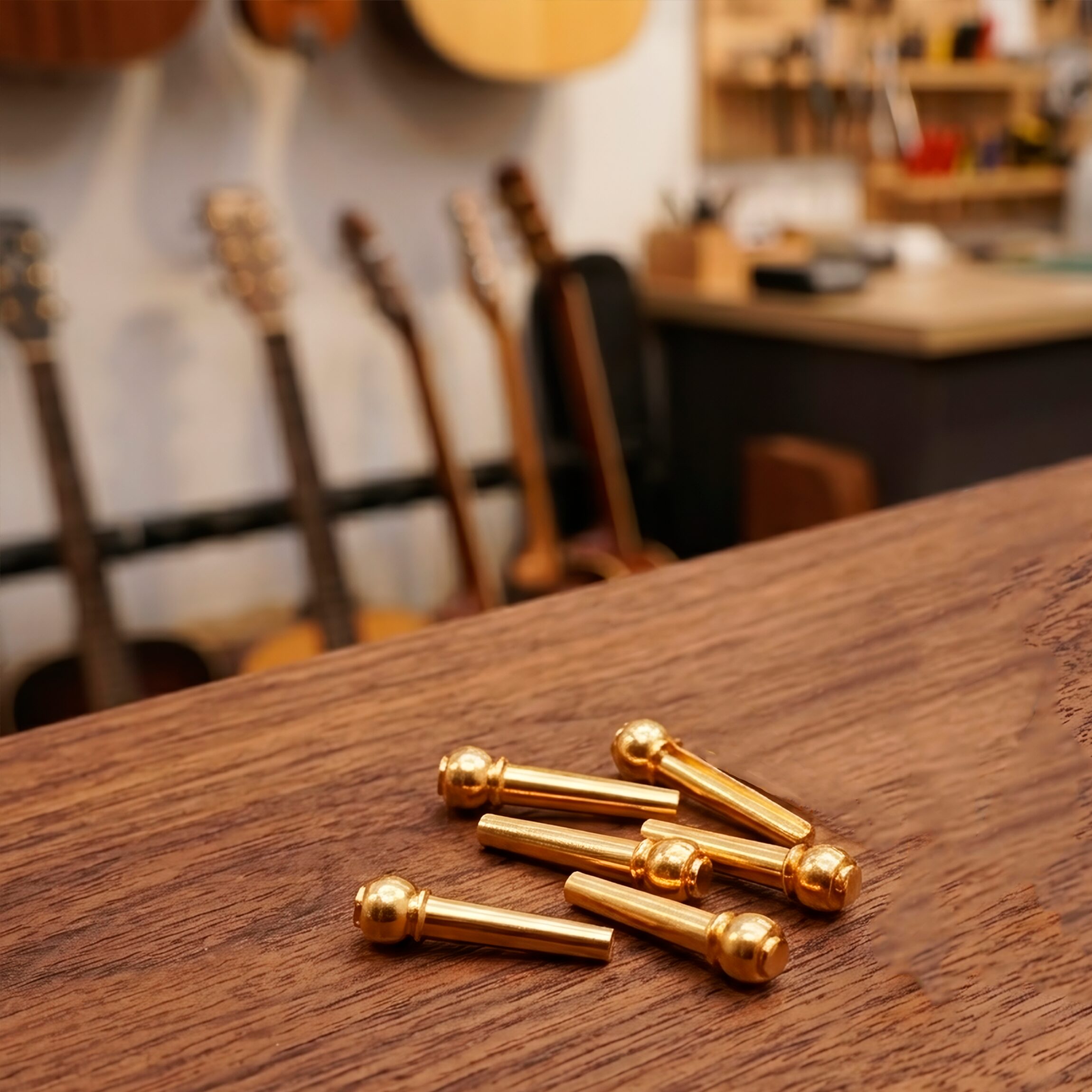 Pines Clavijas de Guitarra P/ Puente de latón dorado para guitarra acústica y docerola paquete con 6 piezas resistentes