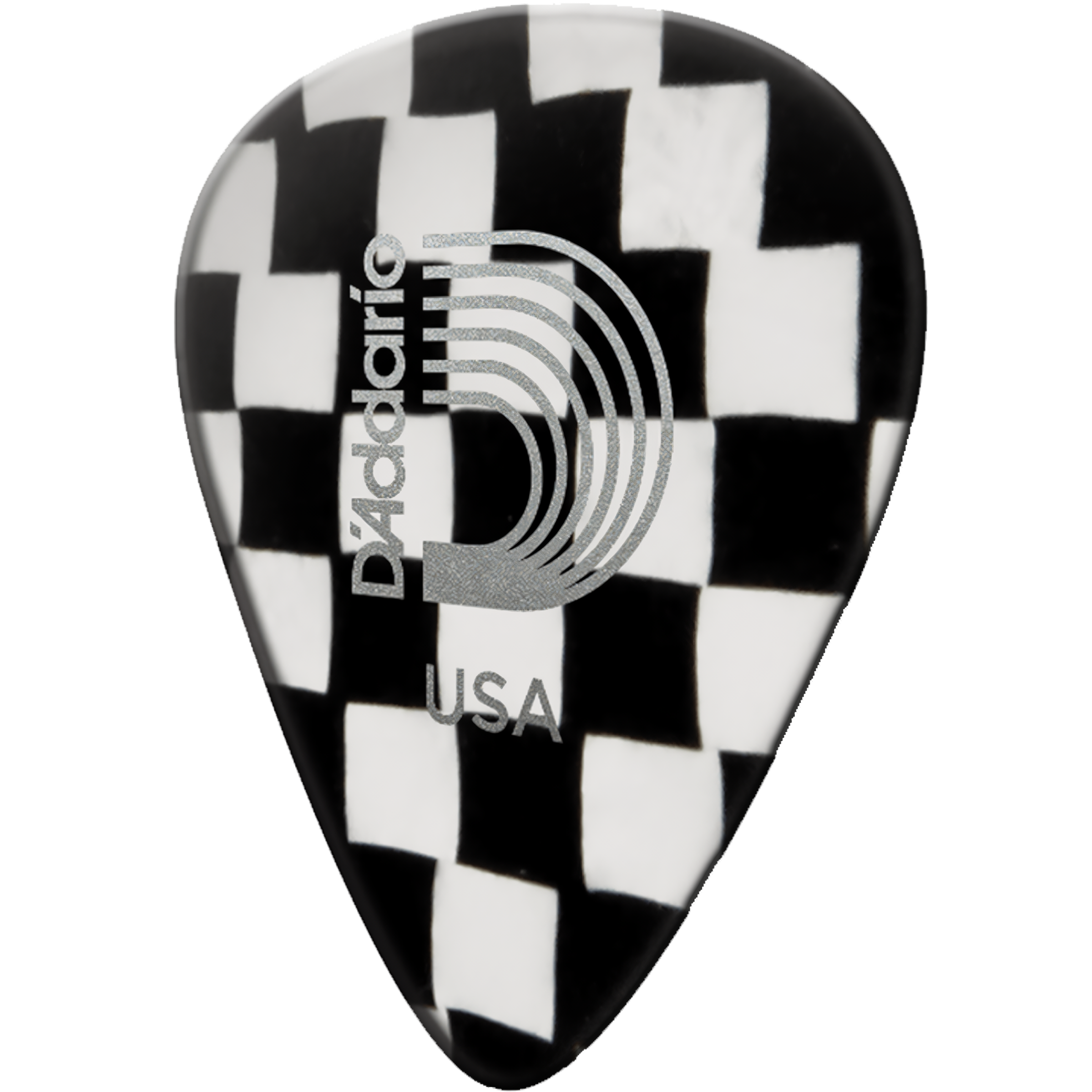 Paq De 10 Plumillas Daddario 0.50 mm colección Ajedrez fabricadas en celuloide con diseño cómodo y tono cálido para guitarra.