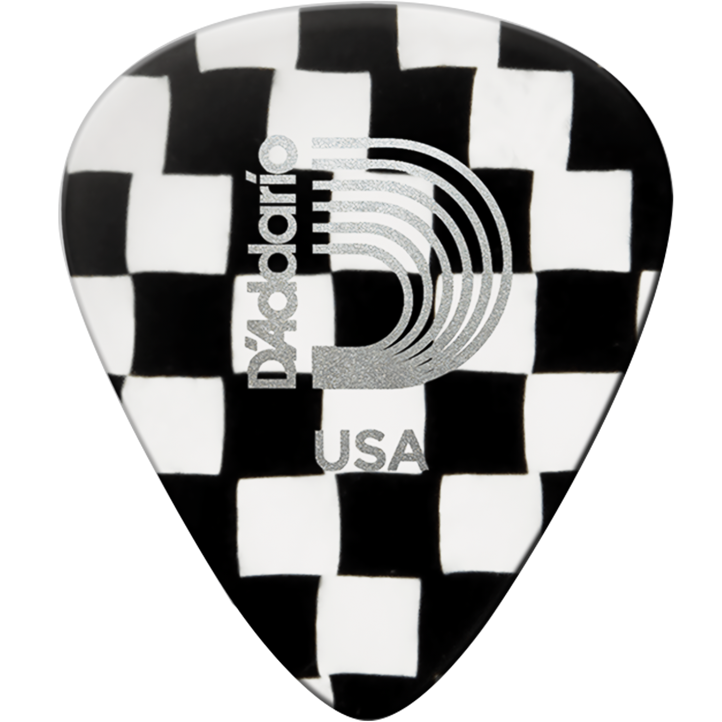Paq De 10 Plumillas Daddario 0.50 mm colección Ajedrez fabricadas en celuloide con diseño cómodo y tono cálido para guitarra.