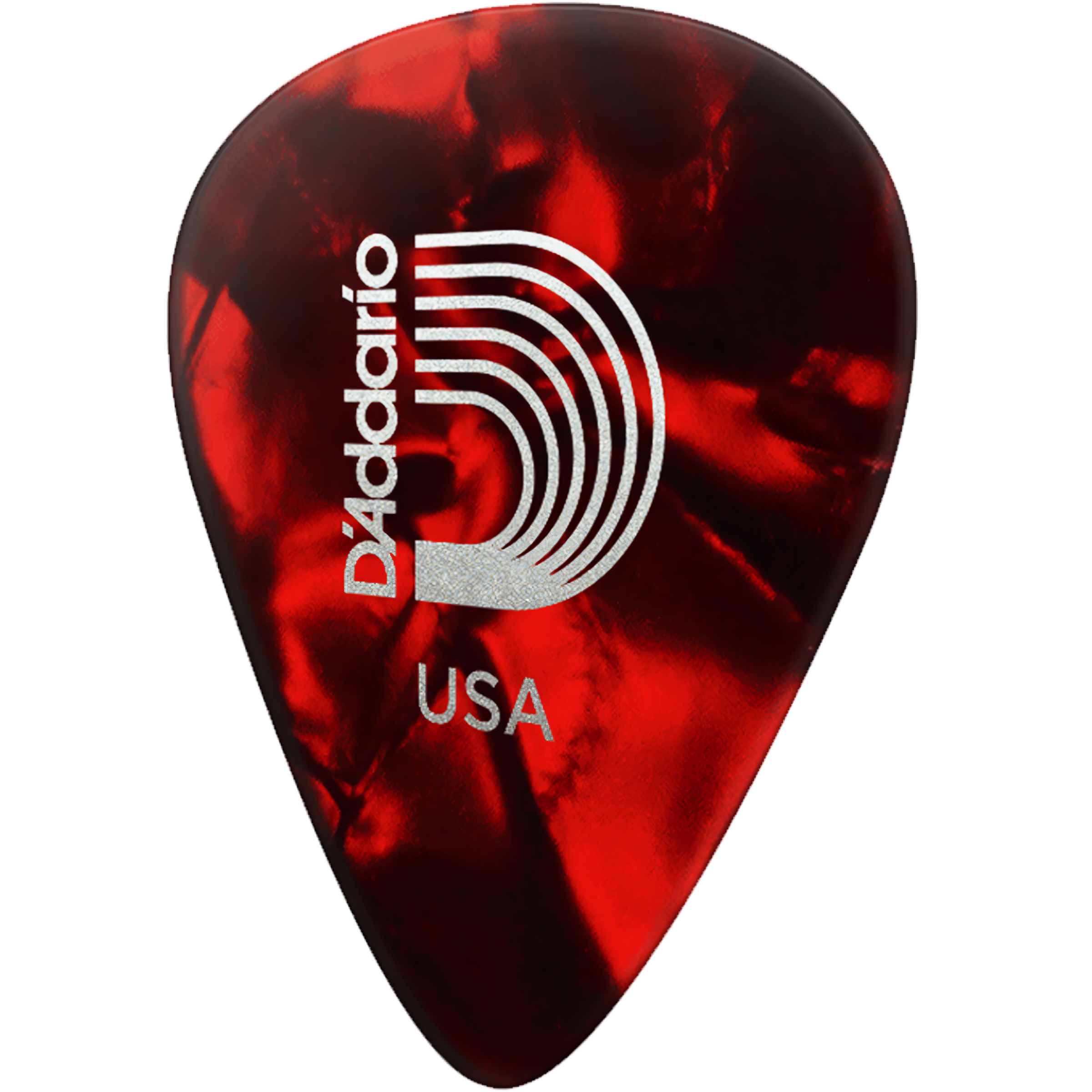 Paq De 10 Plumillas Daddario 0.70 mm de celuloide rojo modelo 1CRP4-10 con tacto natural y tono cálido para guitarra.