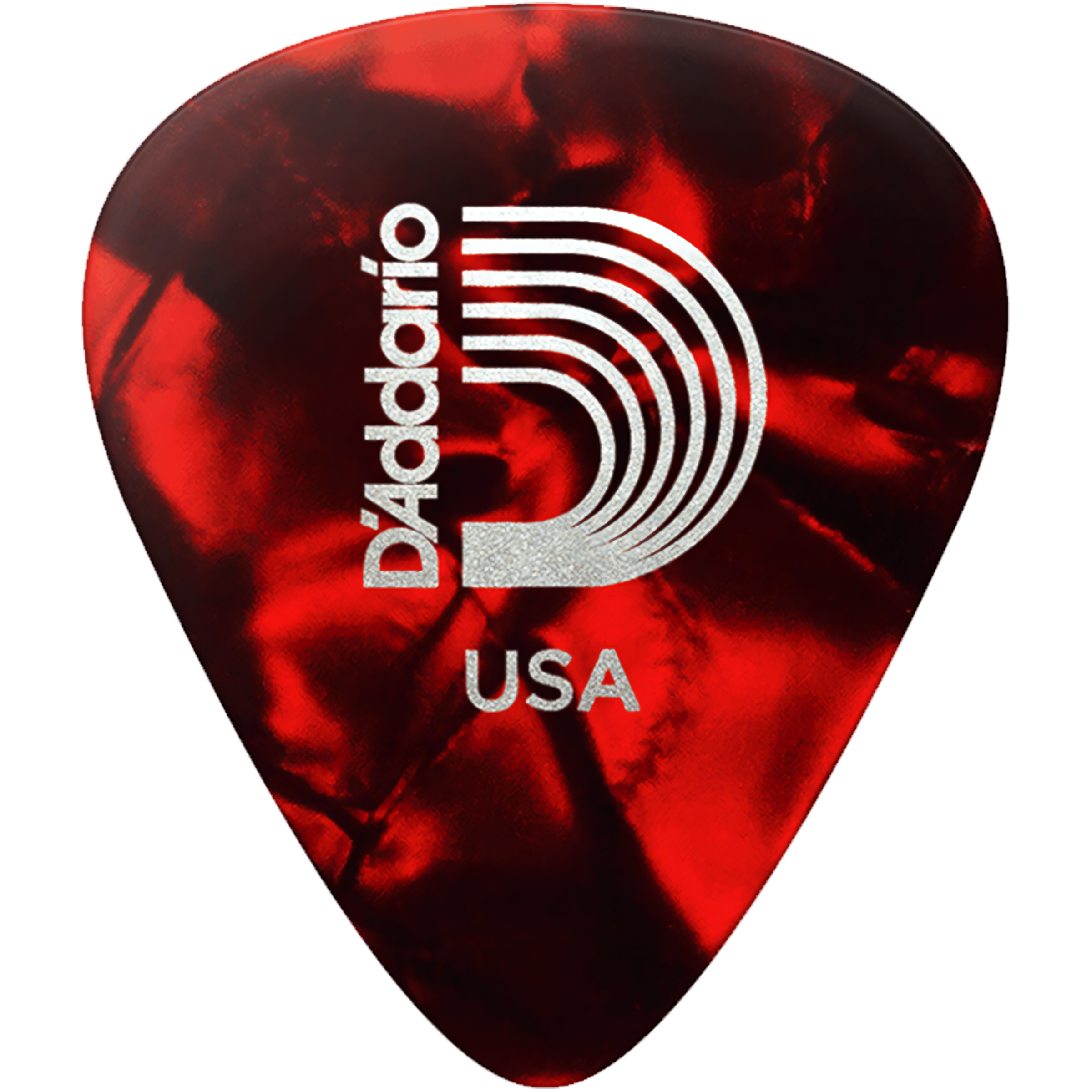Paq De 10 Plumillas Daddario 0.70 mm de celuloide rojo modelo 1CRP4-10 con tacto natural y tono cálido para guitarra.