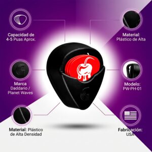 Porta Plumillas PW-PH-01 Daddario para guitarra y bajo con diseño compacto y capacidad para almacenar varias púas.