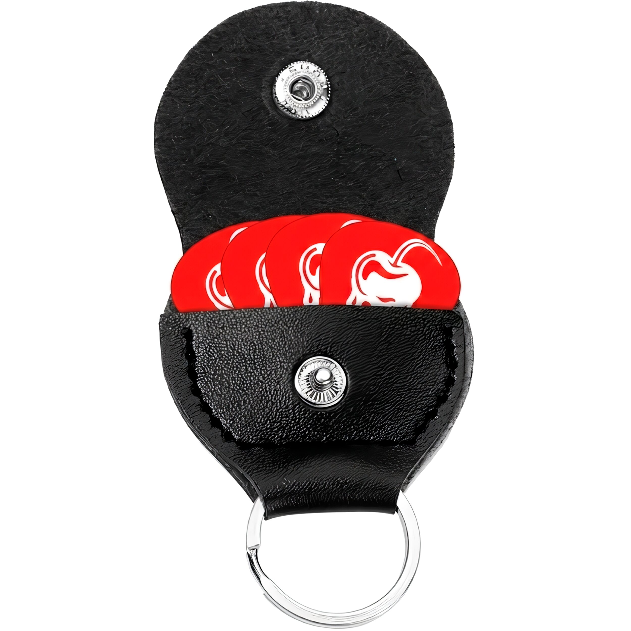 Porta Púas Plumillas De Cuero tipo llavero para guitarra fabricado en cuero PU con capacidad para varias púas