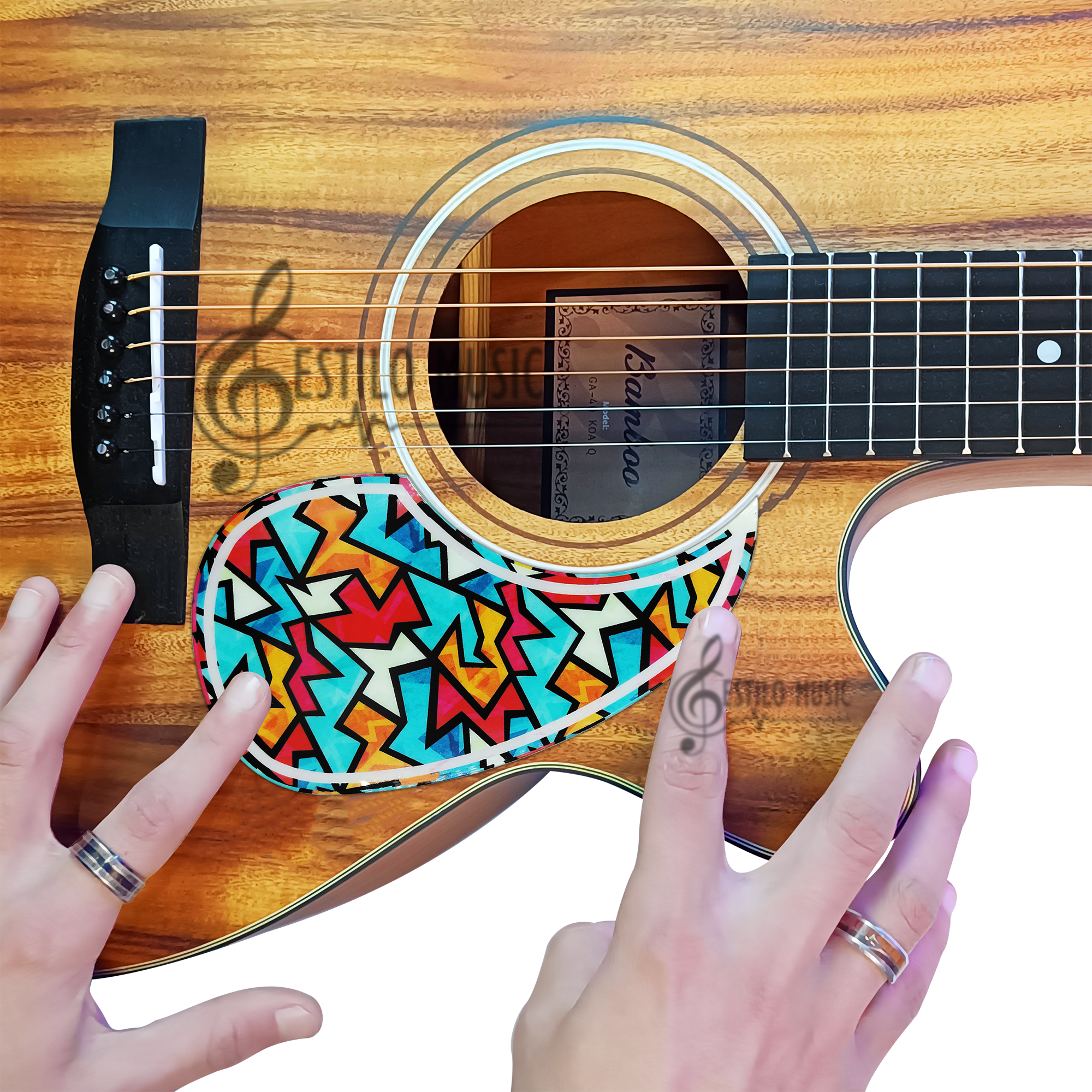 Protector de Guitarra Golpeador Pickguard EM autoadhesivo para guitarra acústica y clásica contra rayaduras y desgaste.