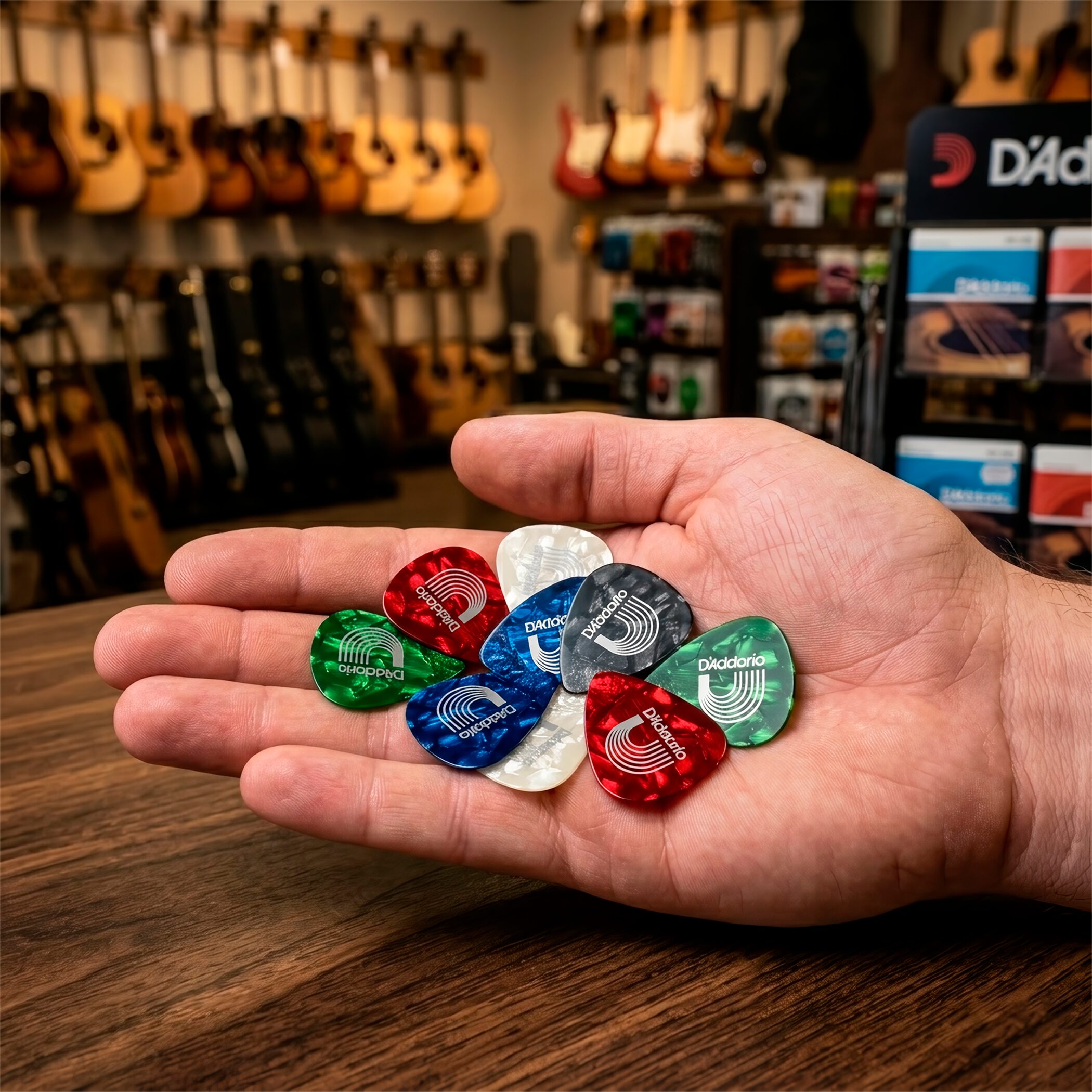 Paq De 10 Plumillas Daddario de celuloide con forma estándar para mejor comodidad y control en guitarra 1CAP2-10 1CAP4-10