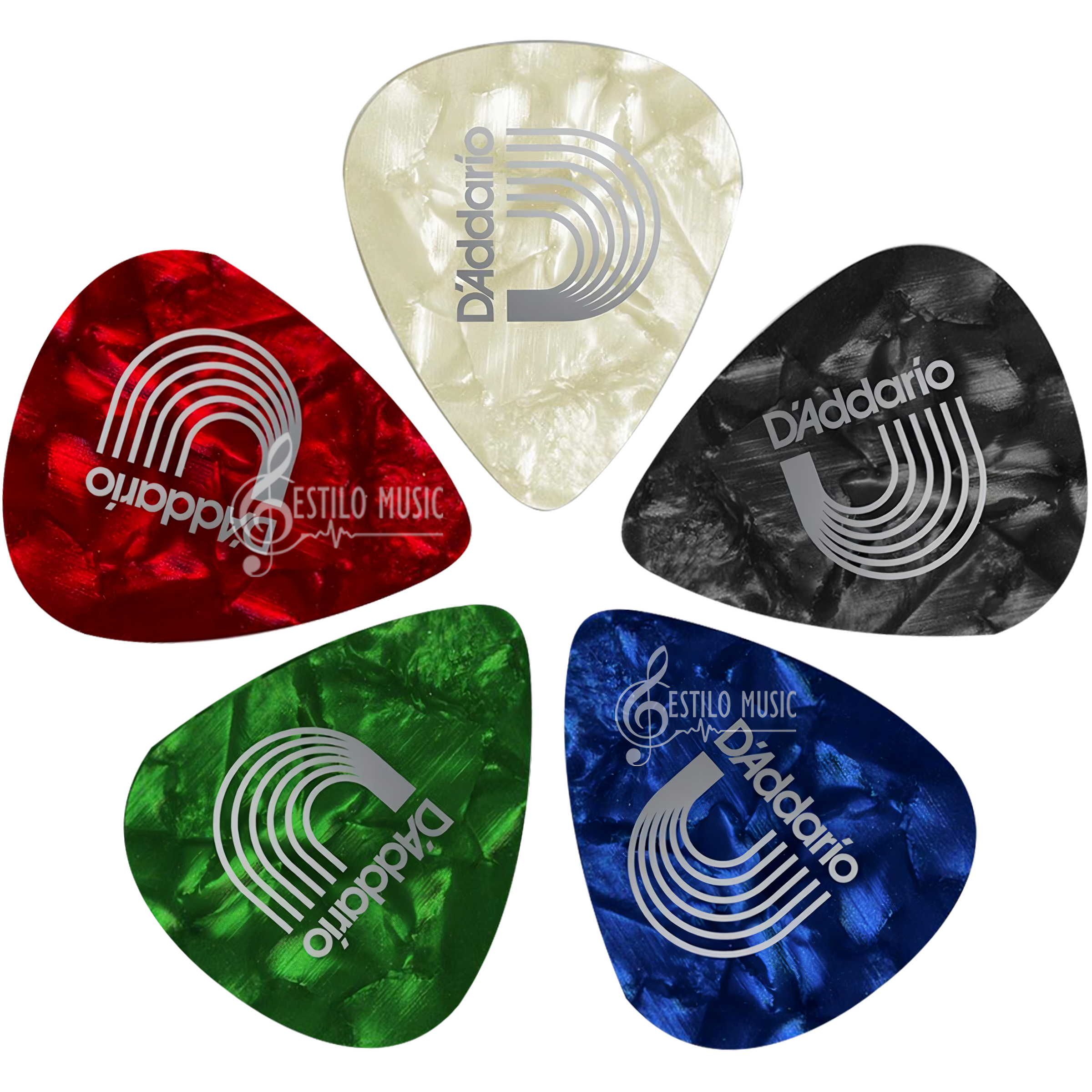 Paq De 10 Plumillas Daddario de celuloide con forma estándar para mejor comodidad y control en guitarra 1CAP2-10 1CAP4-10