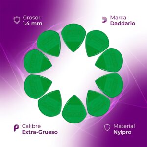 Puas Daddario Nylpro 3NPP7-10 Planet Waves color verde fabricadas en nylon con patrón de agarre doble cara