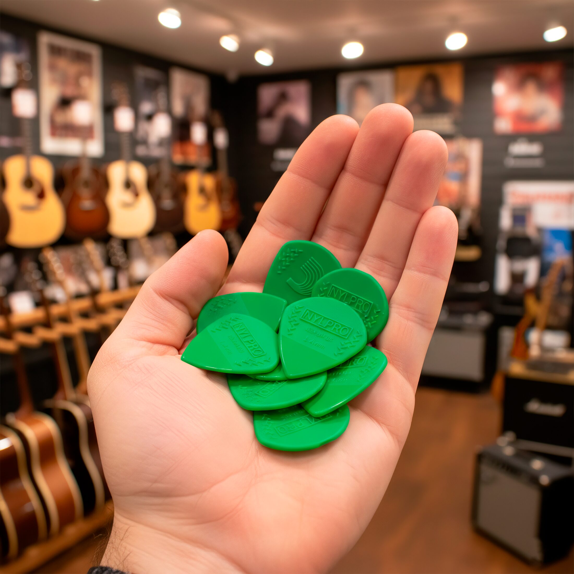 Puas Daddario Nylpro 3NPP7-10 Planet Waves color verde fabricadas en nylon con patrón de agarre doble cara