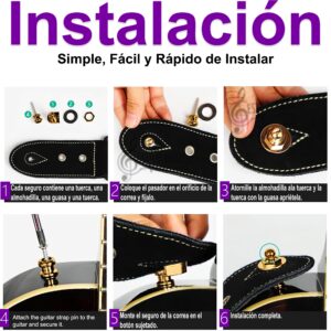 Seguros Straplocks de Guitarra de acero inoxidable con tornillos de montaje para tahalí y correa de guitarra