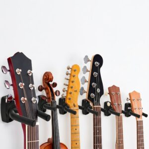 Soporte de Pared Guitarra para instrumentos de cuerda ideal para guitarra acústica, bajo y ukelele, diseño robusto y seguro SOPGA