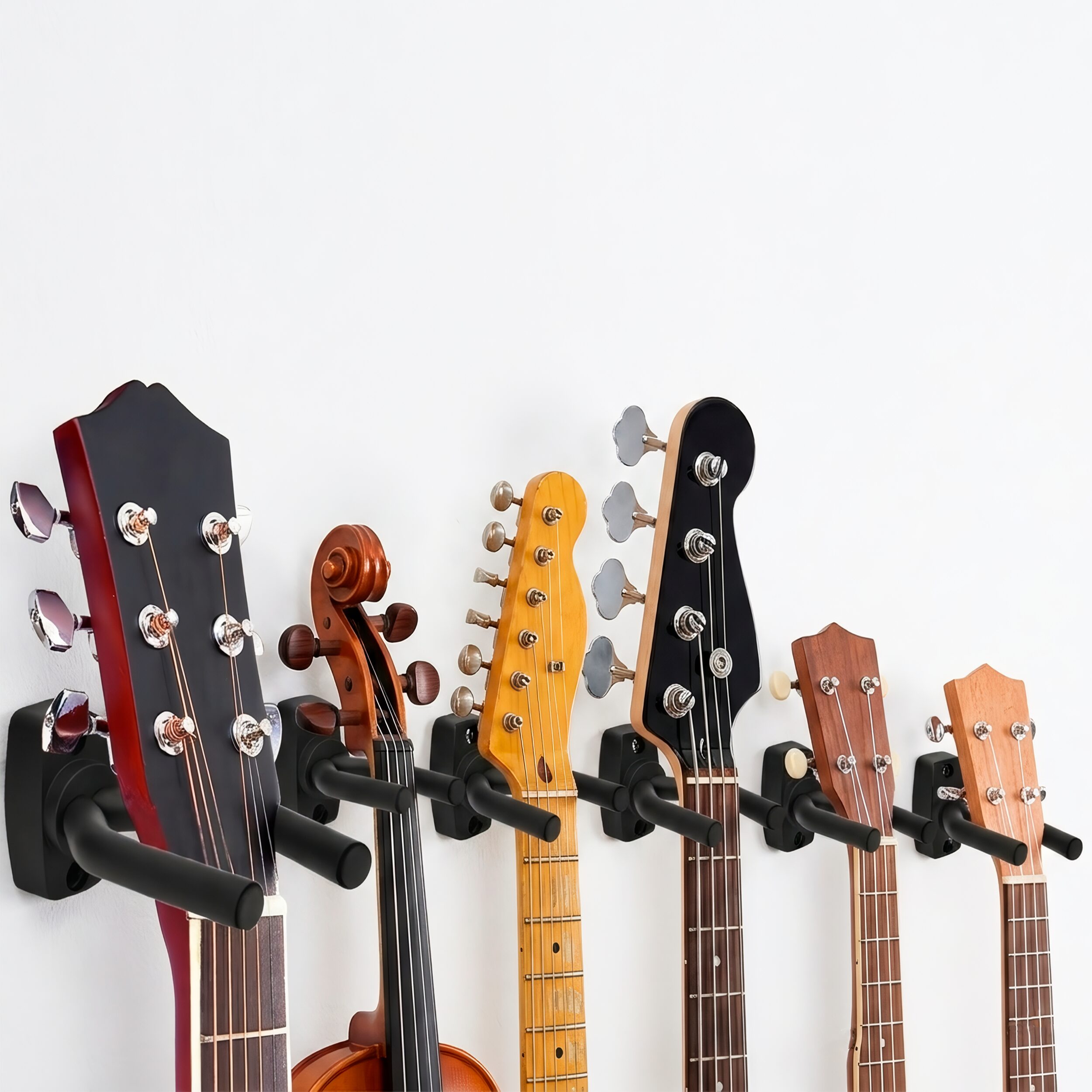 Soporte de Pared Guitarra para instrumentos de cuerda ideal para guitarra acústica, bajo y ukelele, diseño robusto y seguro SOPGA