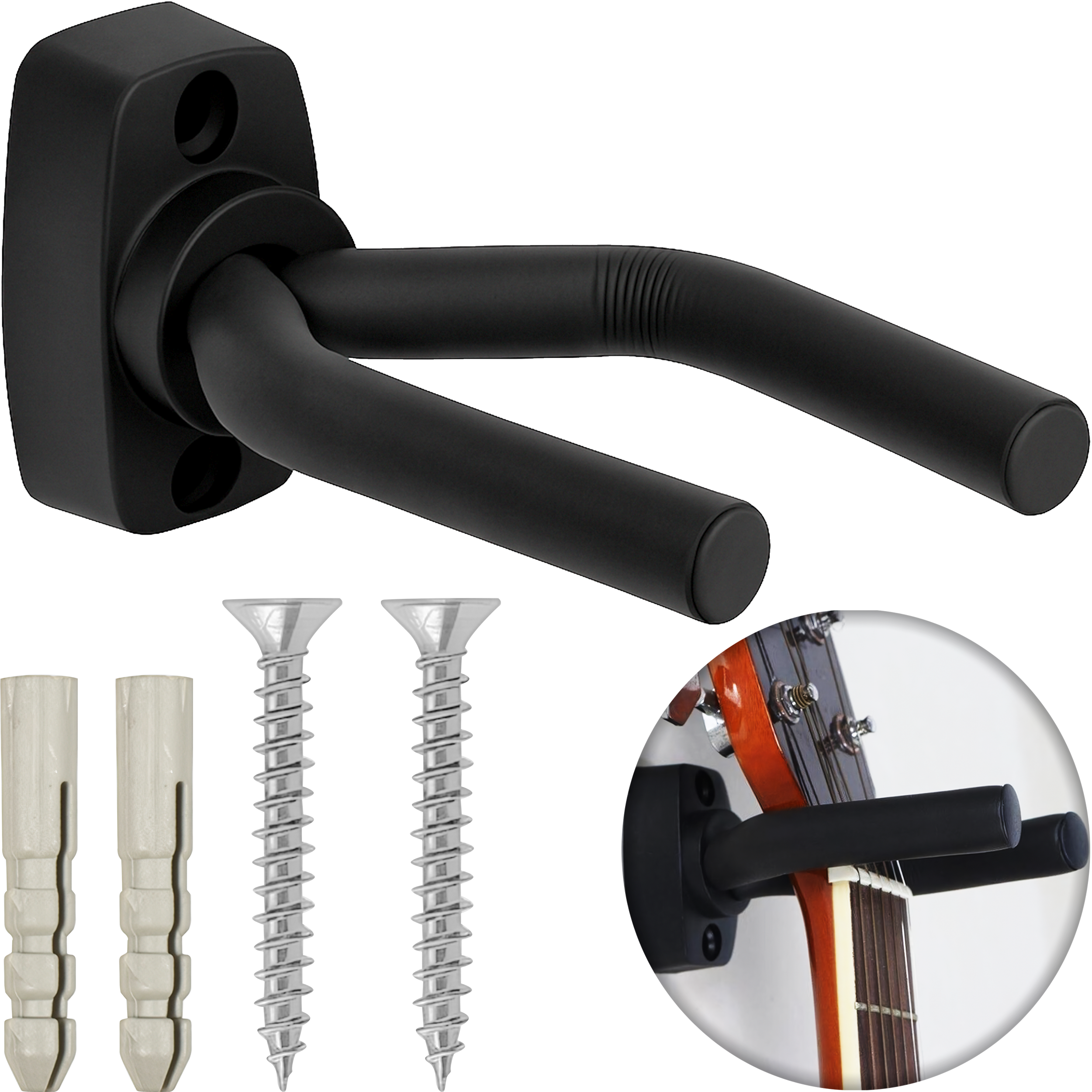 Soporte de Pared Guitarra para instrumentos de cuerda ideal para guitarra acústica, bajo y ukelele, diseño robusto y seguro SOPGA