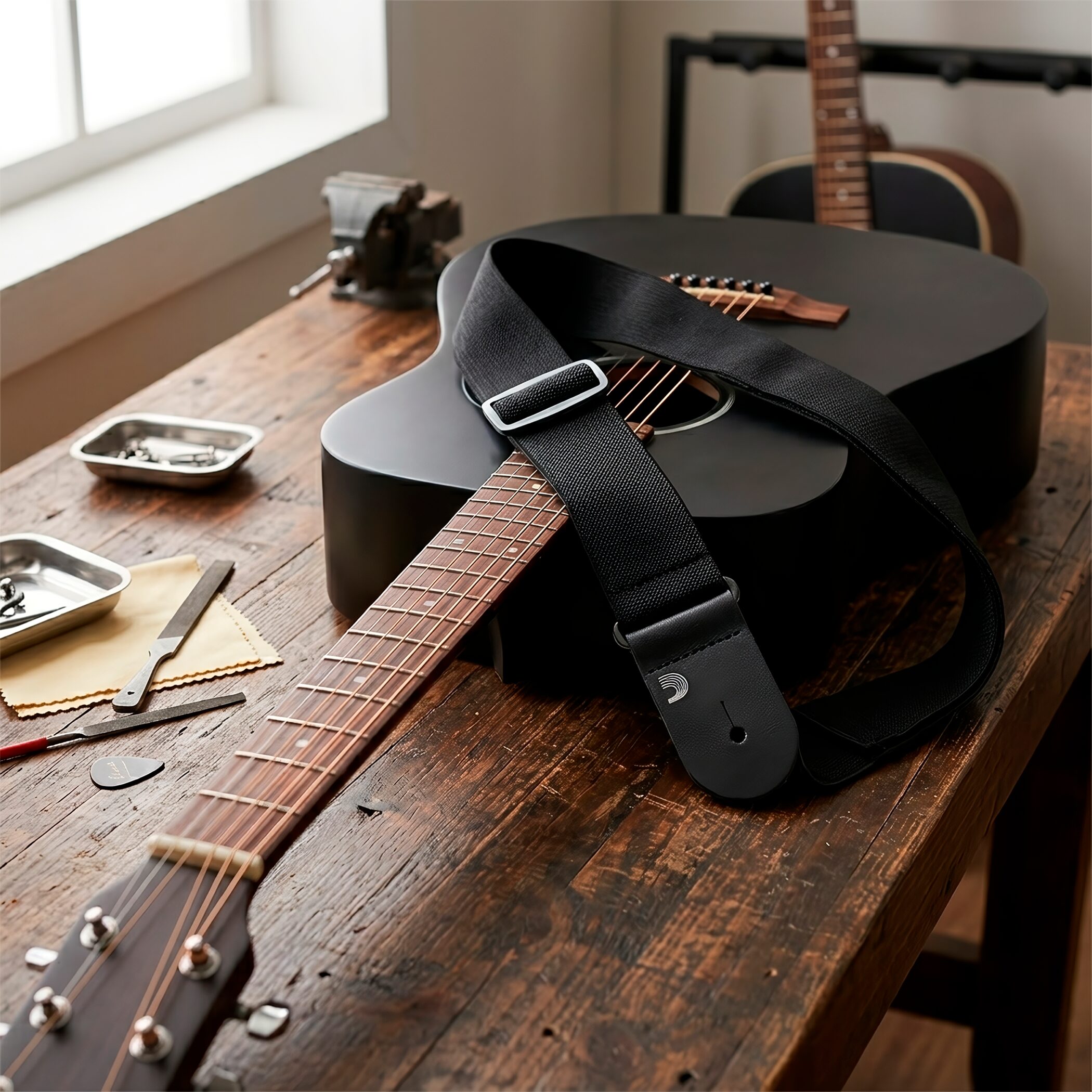 Tali Correa de Guitarra Planet Waves polipropileno negro ajustable resistente y duradero marca daddario negro, bajo guitarra electrica bajoloche - PWS100