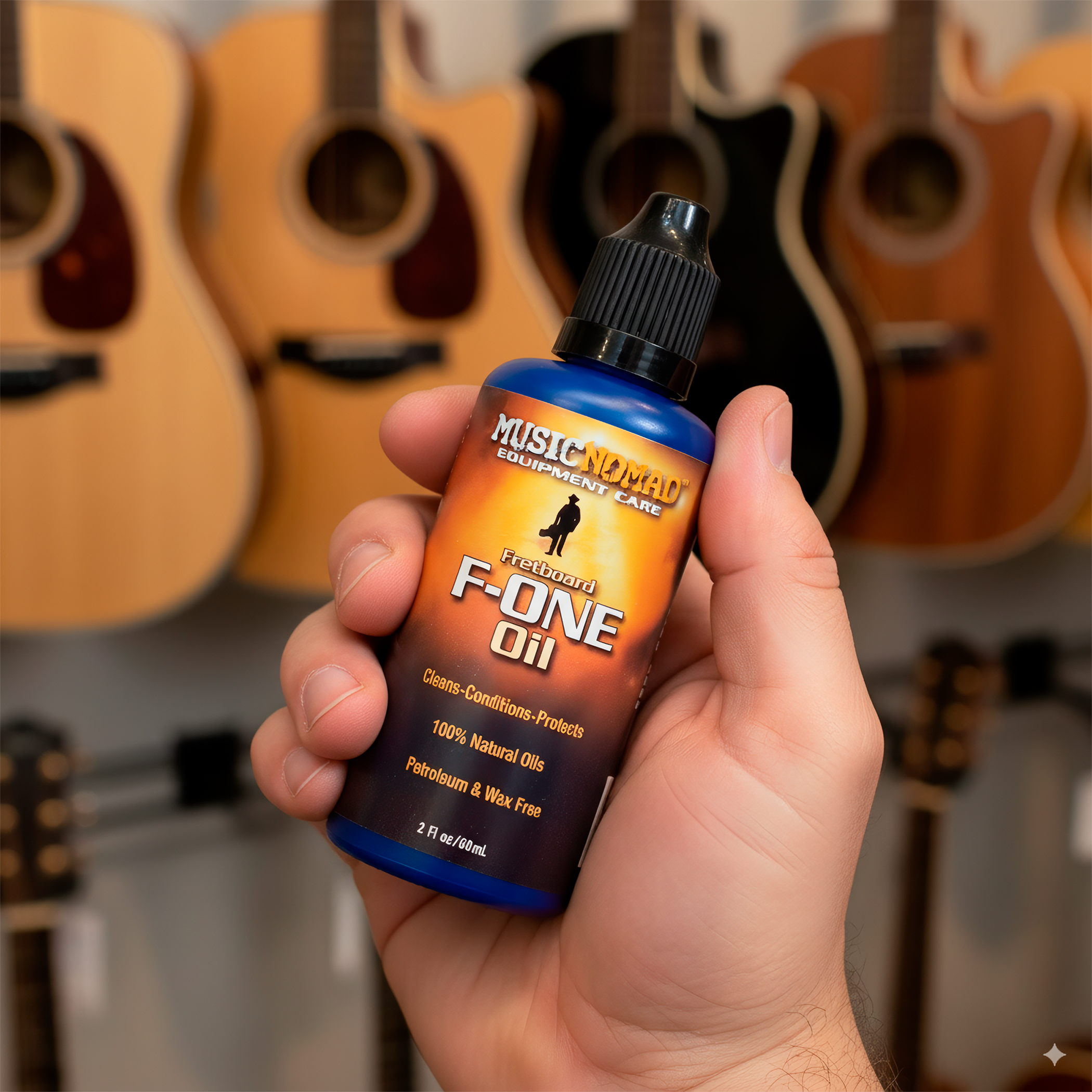 Music Nomad Aceite Limpiador P/ Diapasón F-One MN105 60 ml con aceites naturales para limpiar, acondicionar y proteger el diapasón de guitarras, bajos, ukuleles y otros instrumentos de cuerda. Incluye paño de microfibra para una aplicación limpia y rápida.