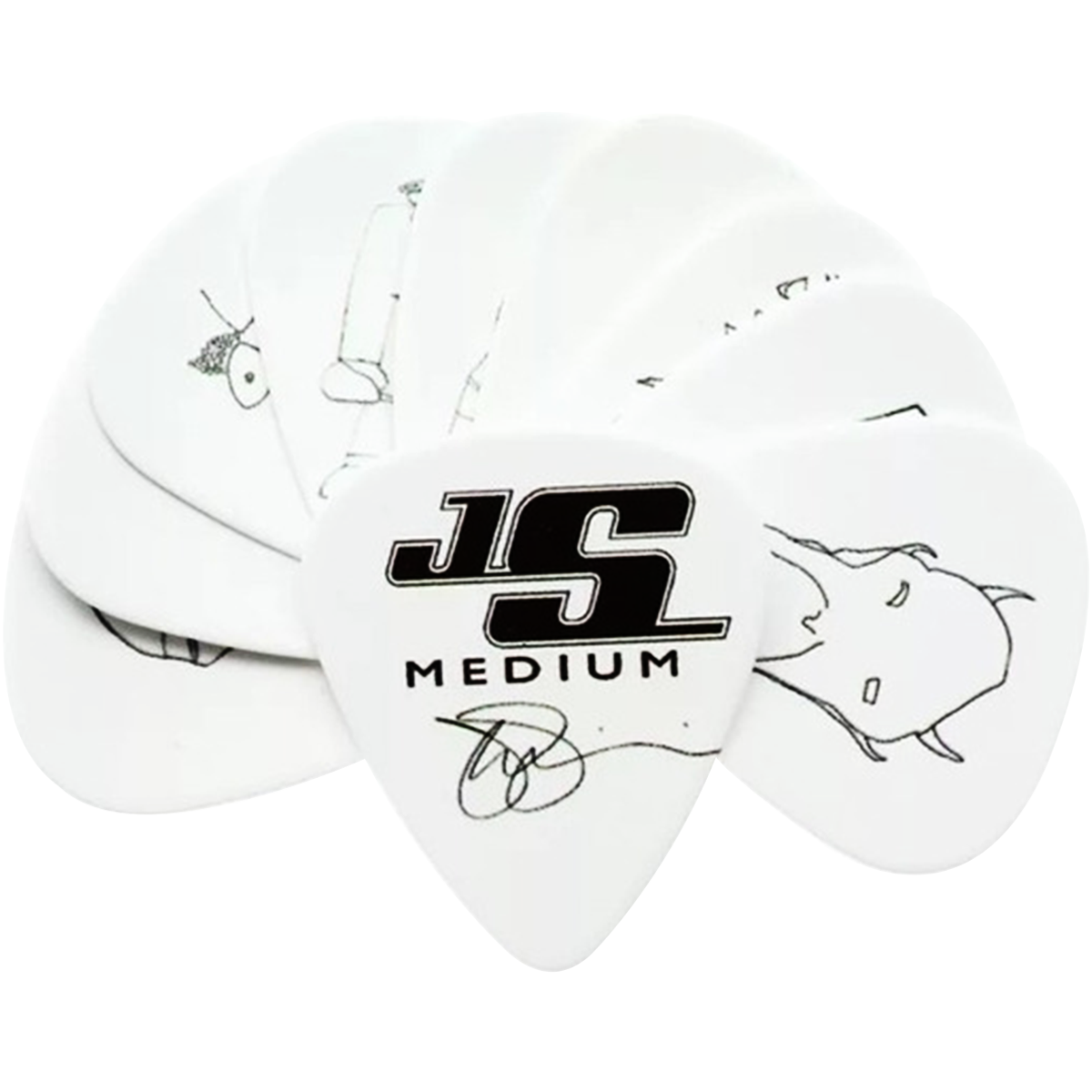 Paq 10 Puas Daddario Joe Satriani modelo 1CWH4-10JS color blanco, colección oficial del guitarrista Joe Satriani fabricadas en USA.