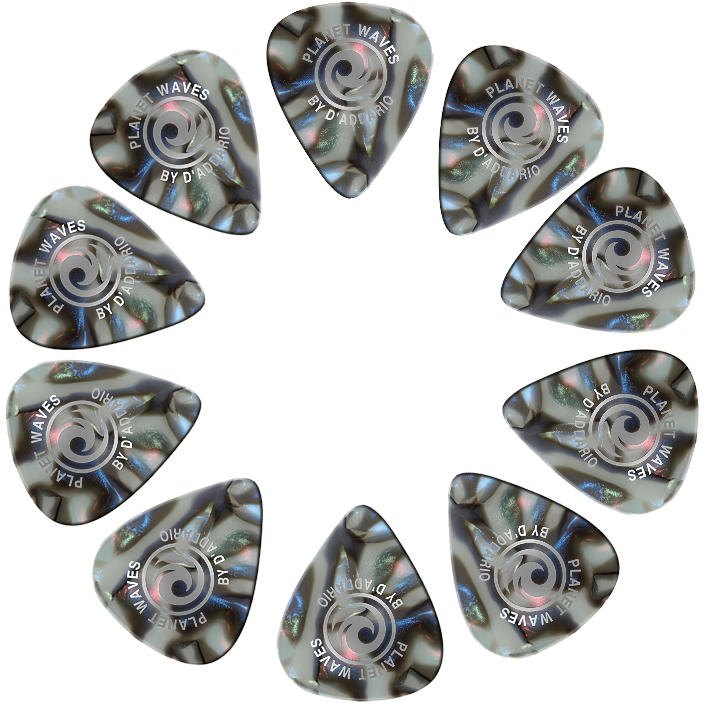 Paq. De 10 Plumillas Daddario 0.70 mm modelo 1CAB4-10 fabricadas en USA, elaboradas en celuloide para guitarra acústica y eléctrica.