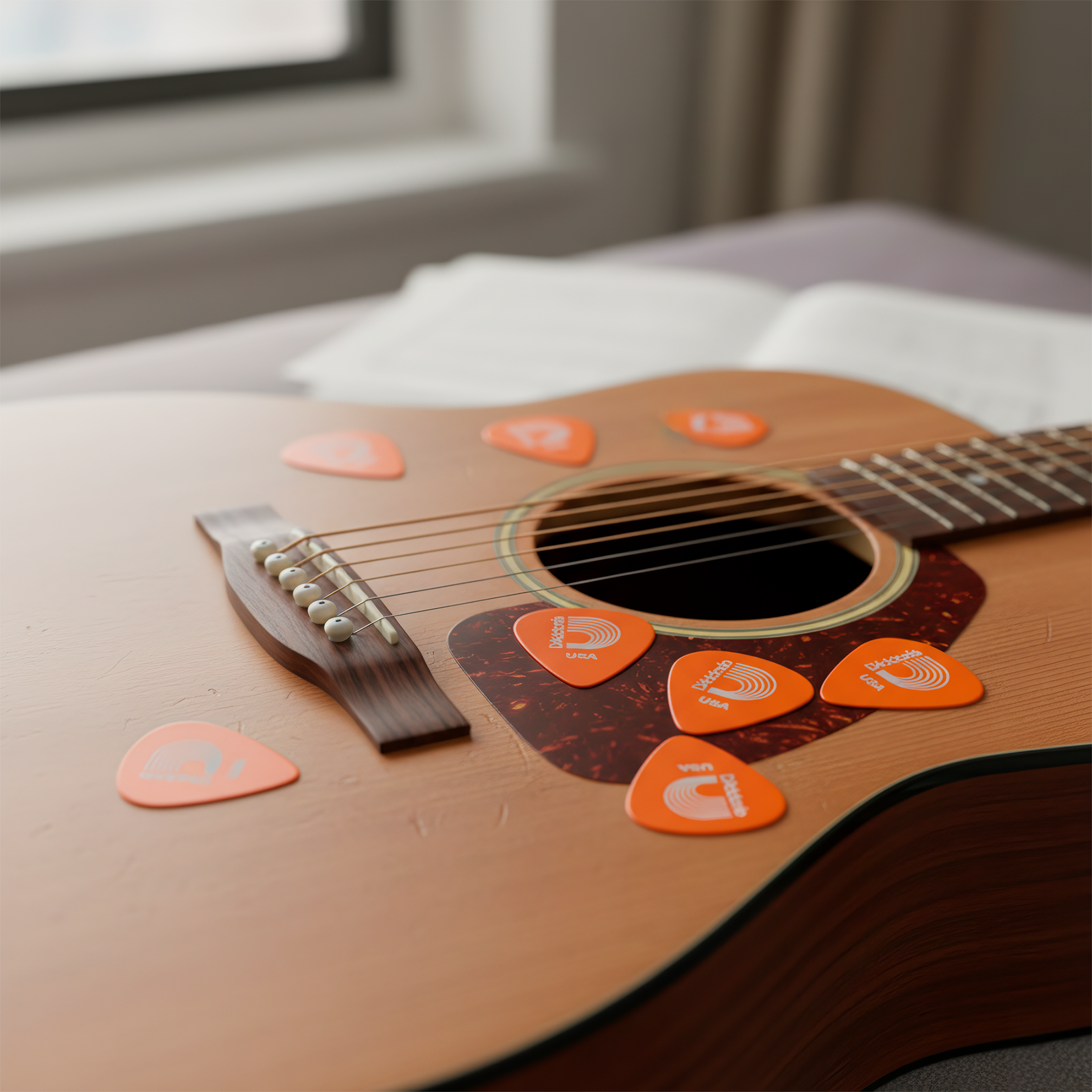Puas Daddario Duralin Plumillas calibre 0.60 mm, paquete con 10 piezas fabricadas en USA, ideales para guitarra acústica y eléctrica.