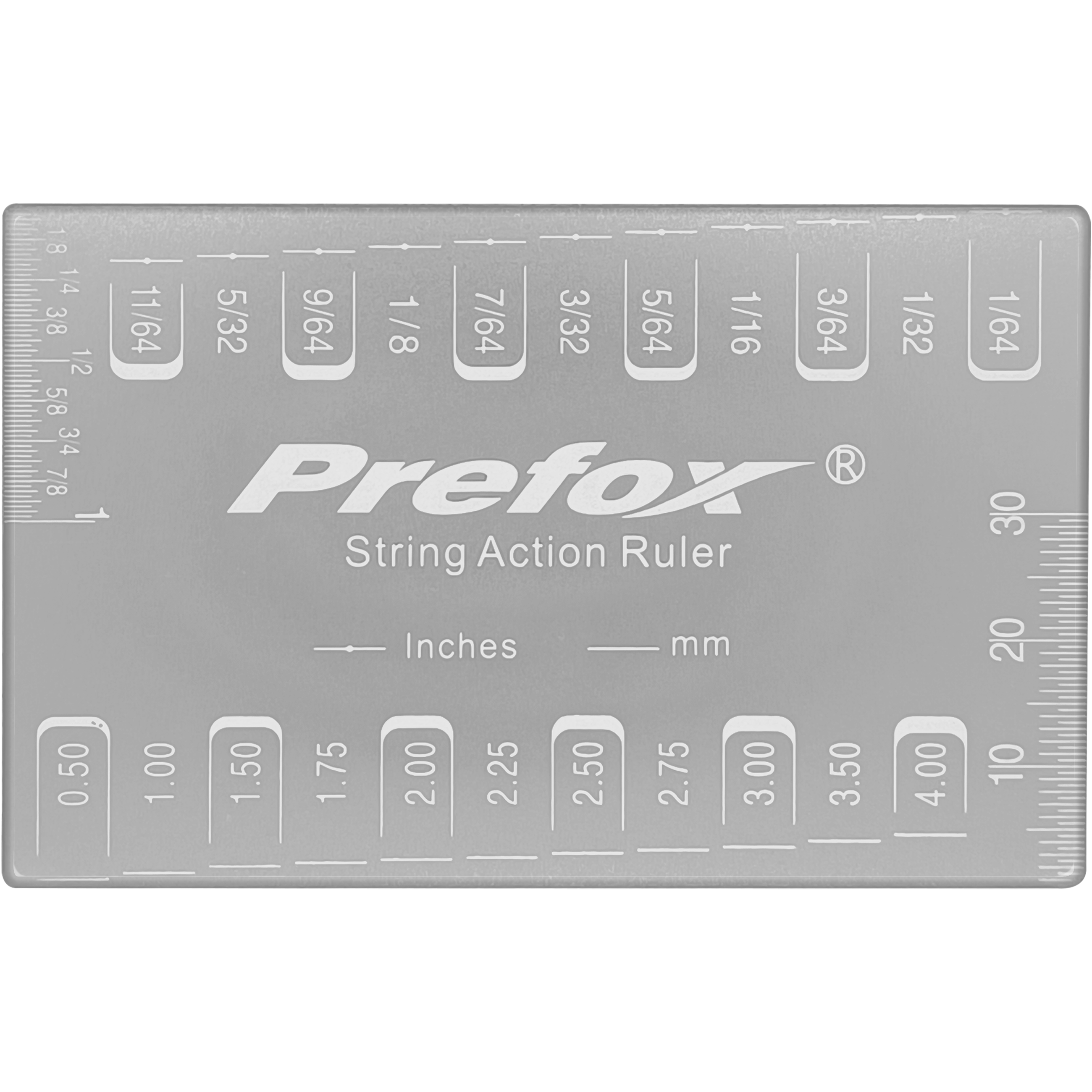 Regla Calibrar Ajustar Altura Cuerdas de acero inoxidable para medición precisa de acción de cuerdas y altura de pastillas en instrumentos musicales.
