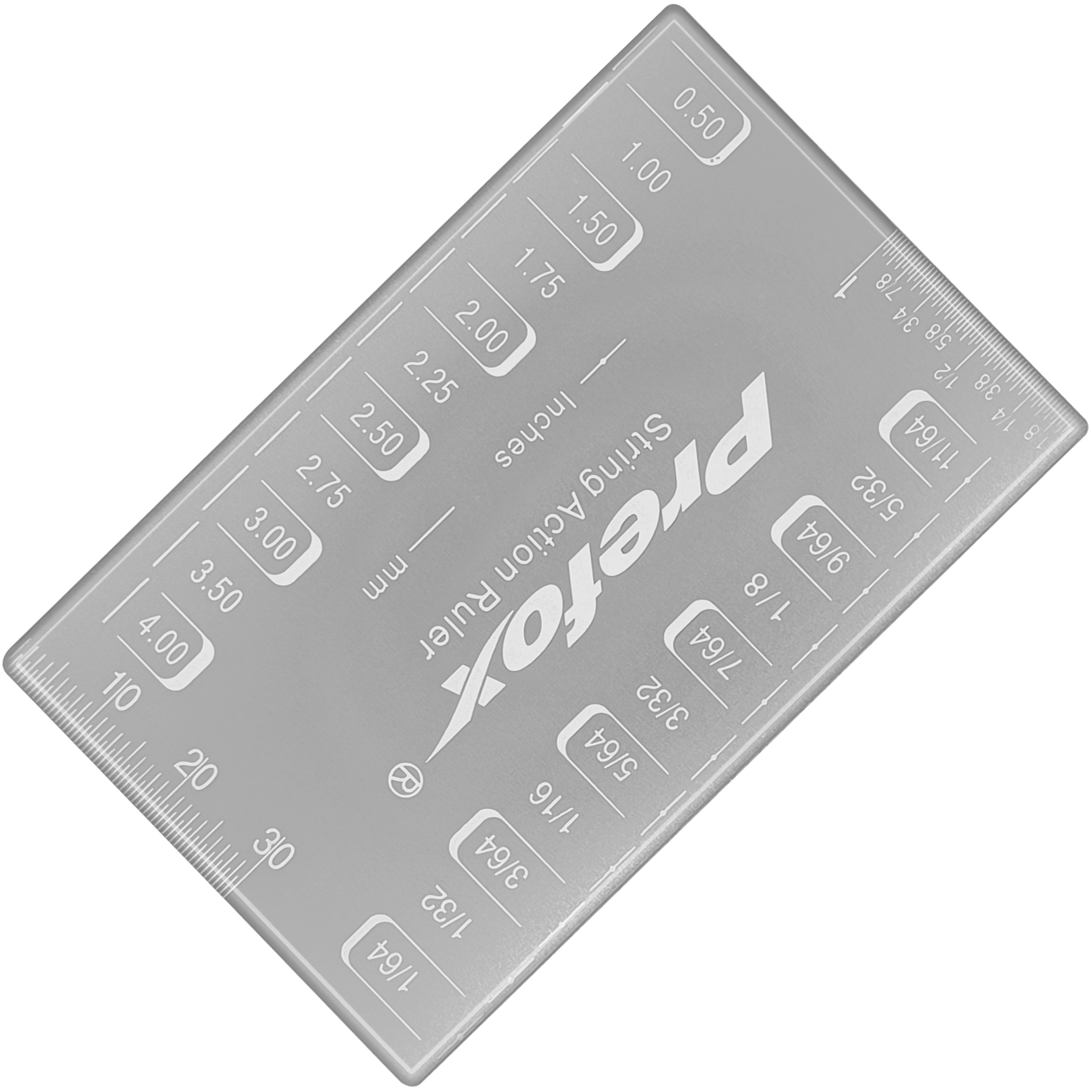Regla Calibrar Ajustar Altura Cuerdas de acero inoxidable para medición precisa de acción de cuerdas y altura de pastillas en instrumentos musicales.