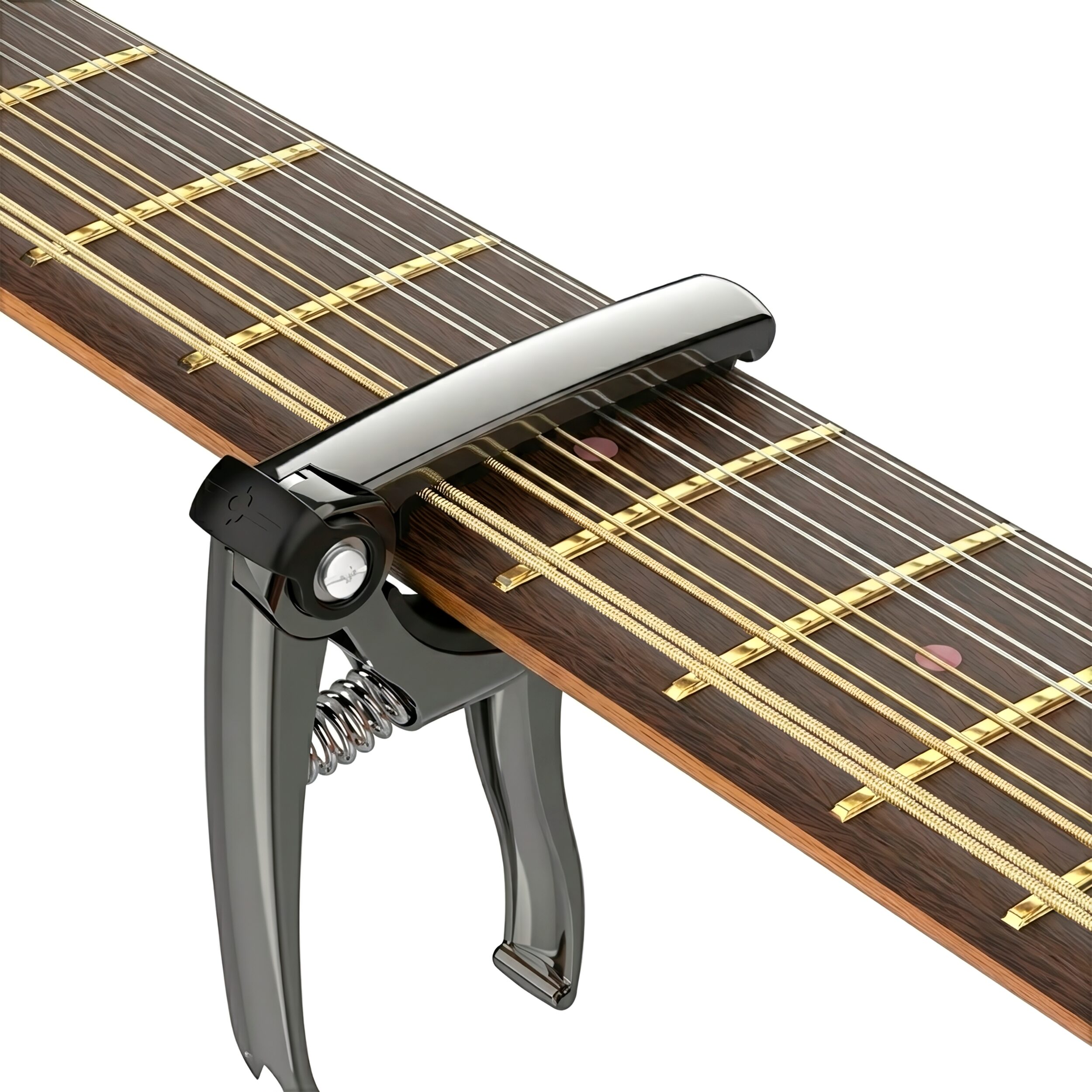 Capotraste Capo Guitarra 4-en-1: cejilla, corta cuerdas, quita pines y pick holder multifuncional para Guitarra, herramienta 4-en-1 que corta cuerdas, extrae pines, sujeta púas y funciona como capo BD01