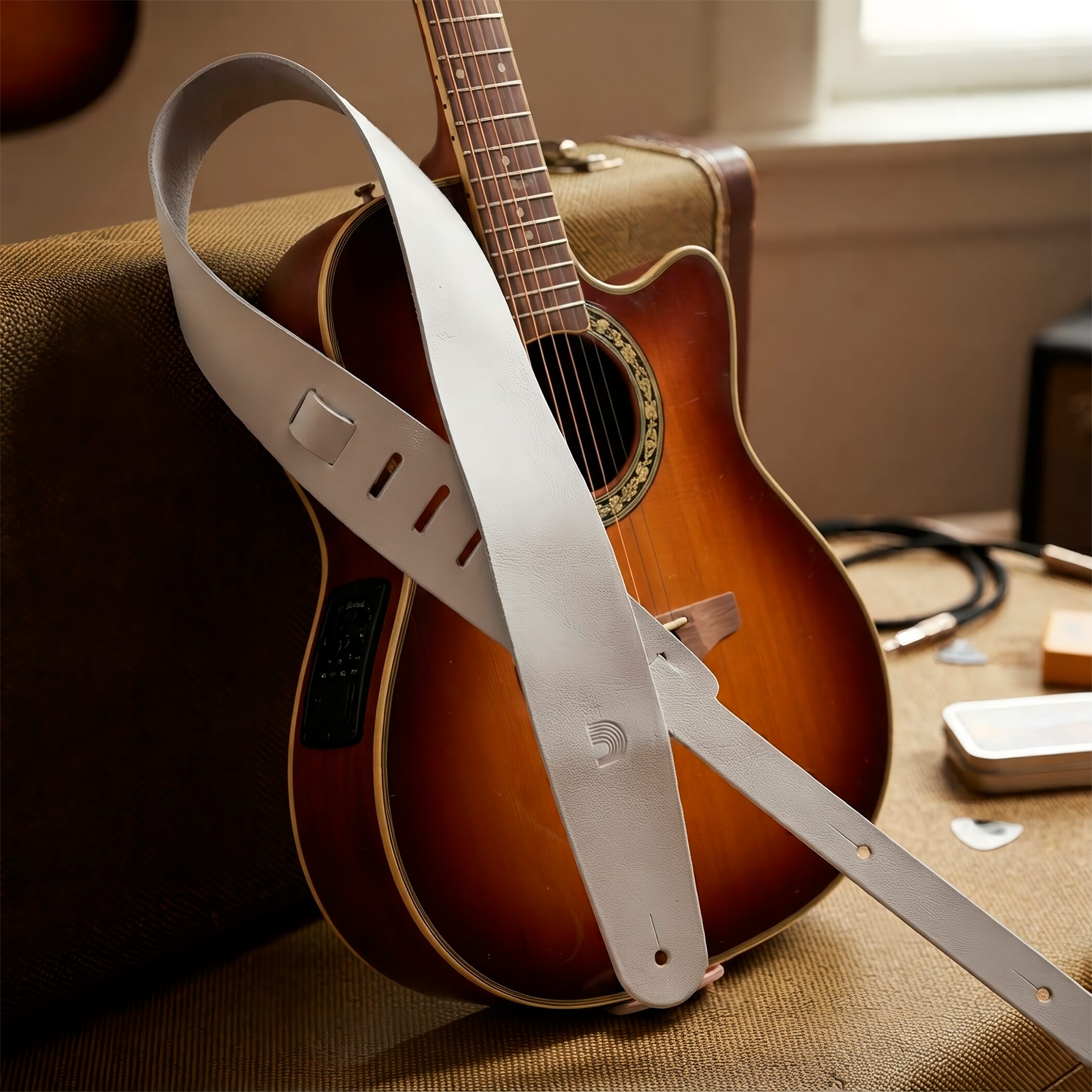 Correa De Cuero Piel P/ Guitarra Daddario para bajo, bajo acústico, bajo quinto y bajo sexto